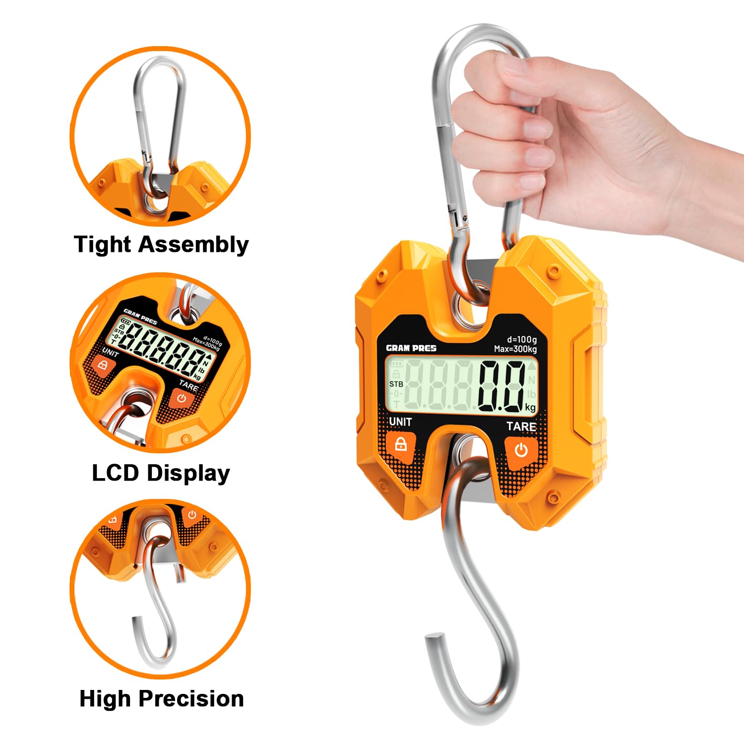 Bilancia Digitale Per Selvaggina EUROHUNT, Portata Max 300 Kg, Con Moschettone E Display LCD, Inclusa Batteria - 5