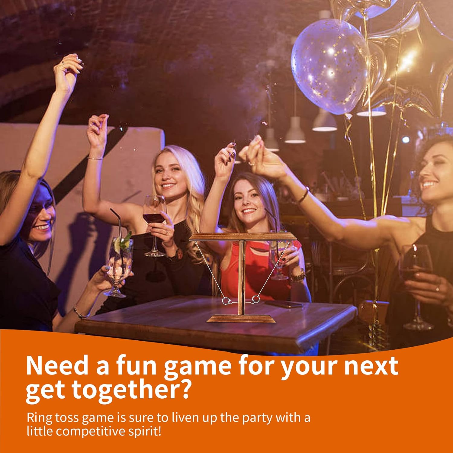 Large Ring Toss Game for Adults Kids, Hook and Ring Toss Game with Shot Leader, 2 Player Handmade Wooden Ring Swing Hook Game Fast-Paced Interactive Game for Home Outdoor : Sports & Outdoors