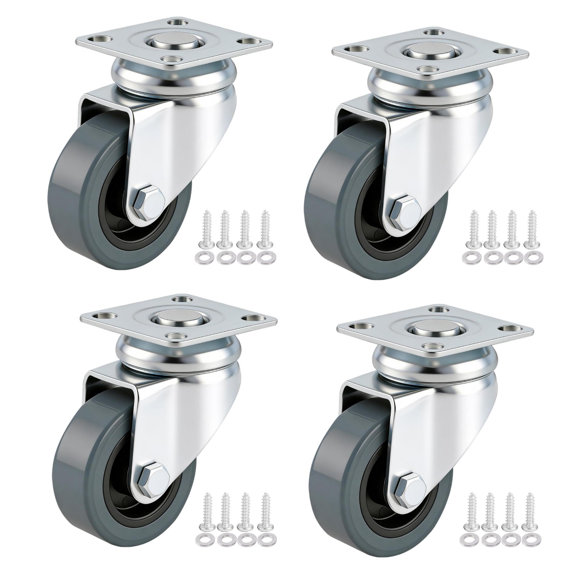 Nfbcxutkw 4 Swivel 2" Swivel Caster Wheels – Heavy-Duty Furniture Casters Set Of 4, Smooth & Silent Rolling, Wear-Resistant Tpr Wheels – For Carts, Cabinets & Commercial Equipment