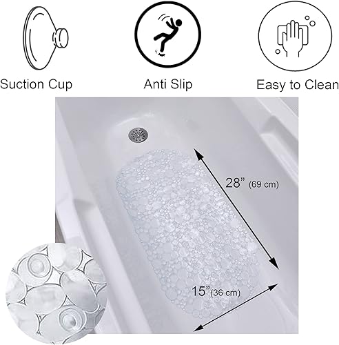 Miniatura 3 de Alfombrilla ovalada antideslizante para tina, 28 pulgadas de largo x 15 pulgadas de ancho