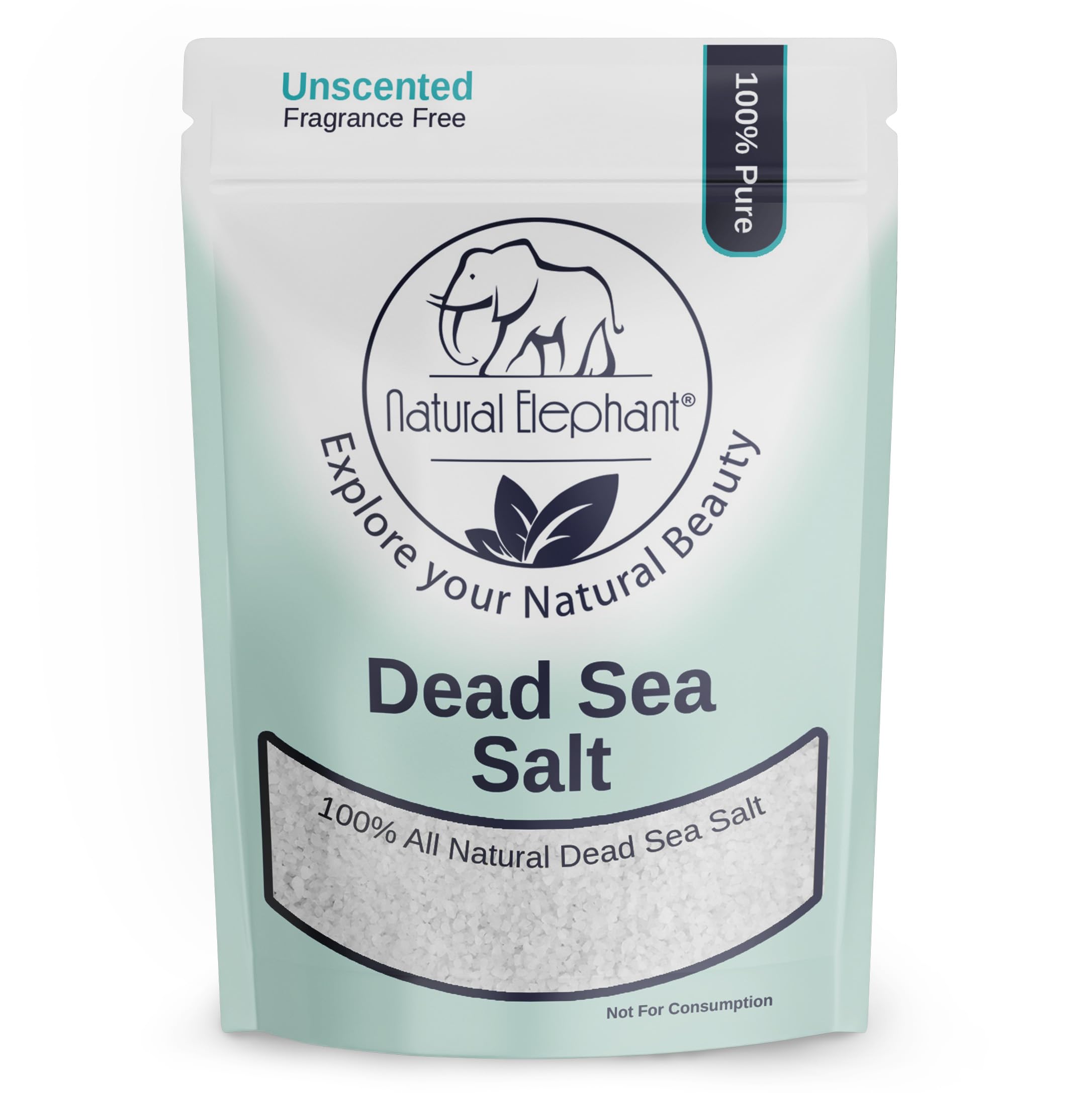 Natural Elephant Dead Sea Bath Salt | 2 Pound Bag (32oz) | 100% Natural and Pure| Coarse Grain | Ideal for Baths and Soaks