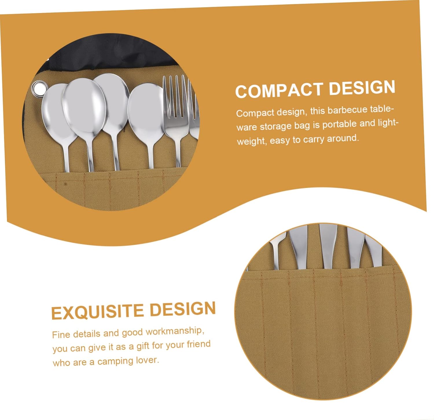 Yardwe Roll Pouch for Camping Tableware Set Compact Hiking Cutlery Set for Bbq Picnic Utensils