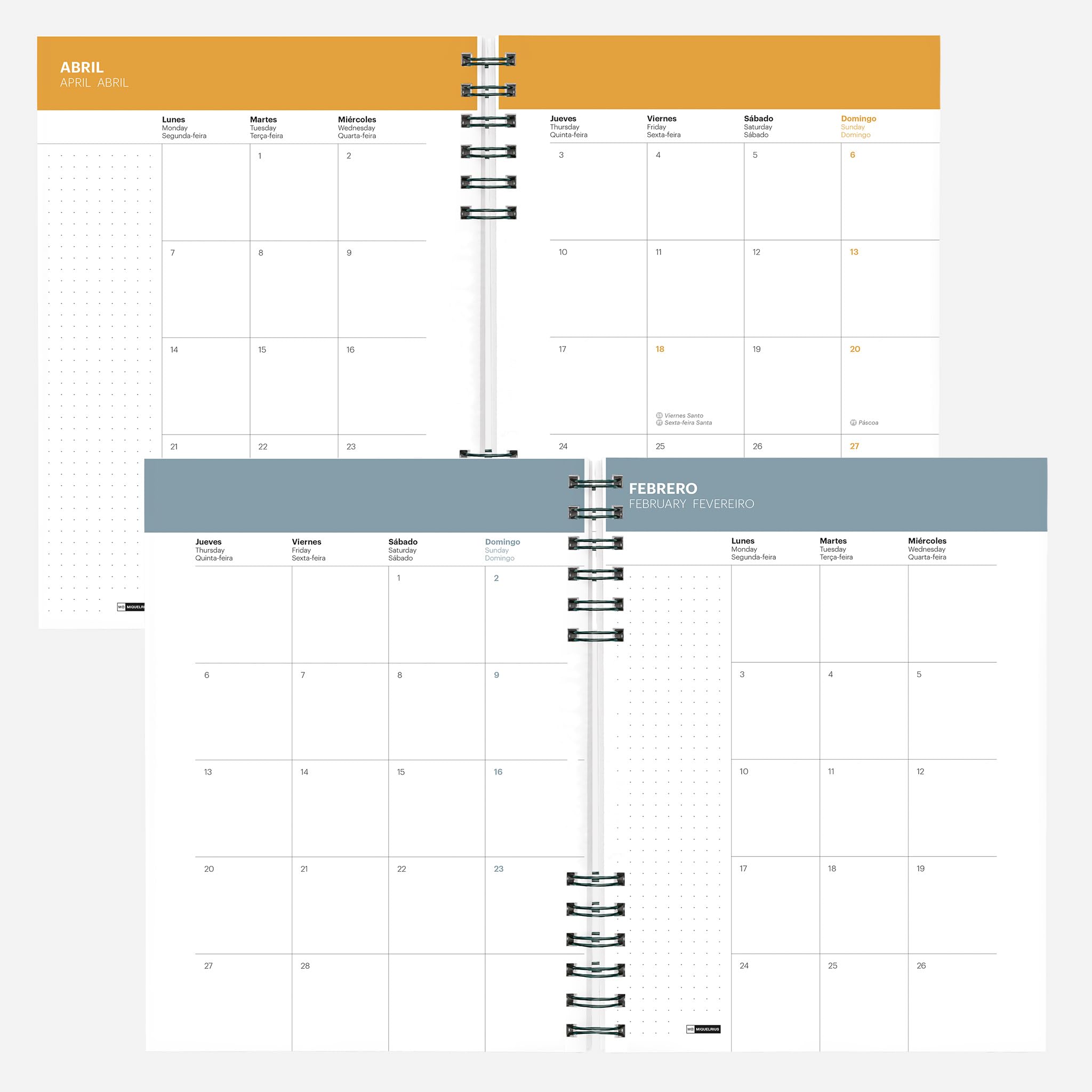 Miquelrius, 2025 Diary, Yearly Diary 155 x 213 mm, Day Page Agenda, Lined Cardboard Cover, Sustainable Paper 100 g/m² - Image 4