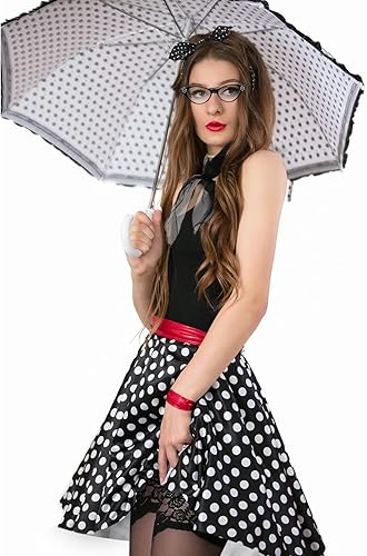 Miniatura 4 de Hicarer 5 Pcs 50s Women Halloween Costume 1950 Poodle Skirt Sock Hop Accessory Outfit Scarf Glasses Bandana Headband Earring