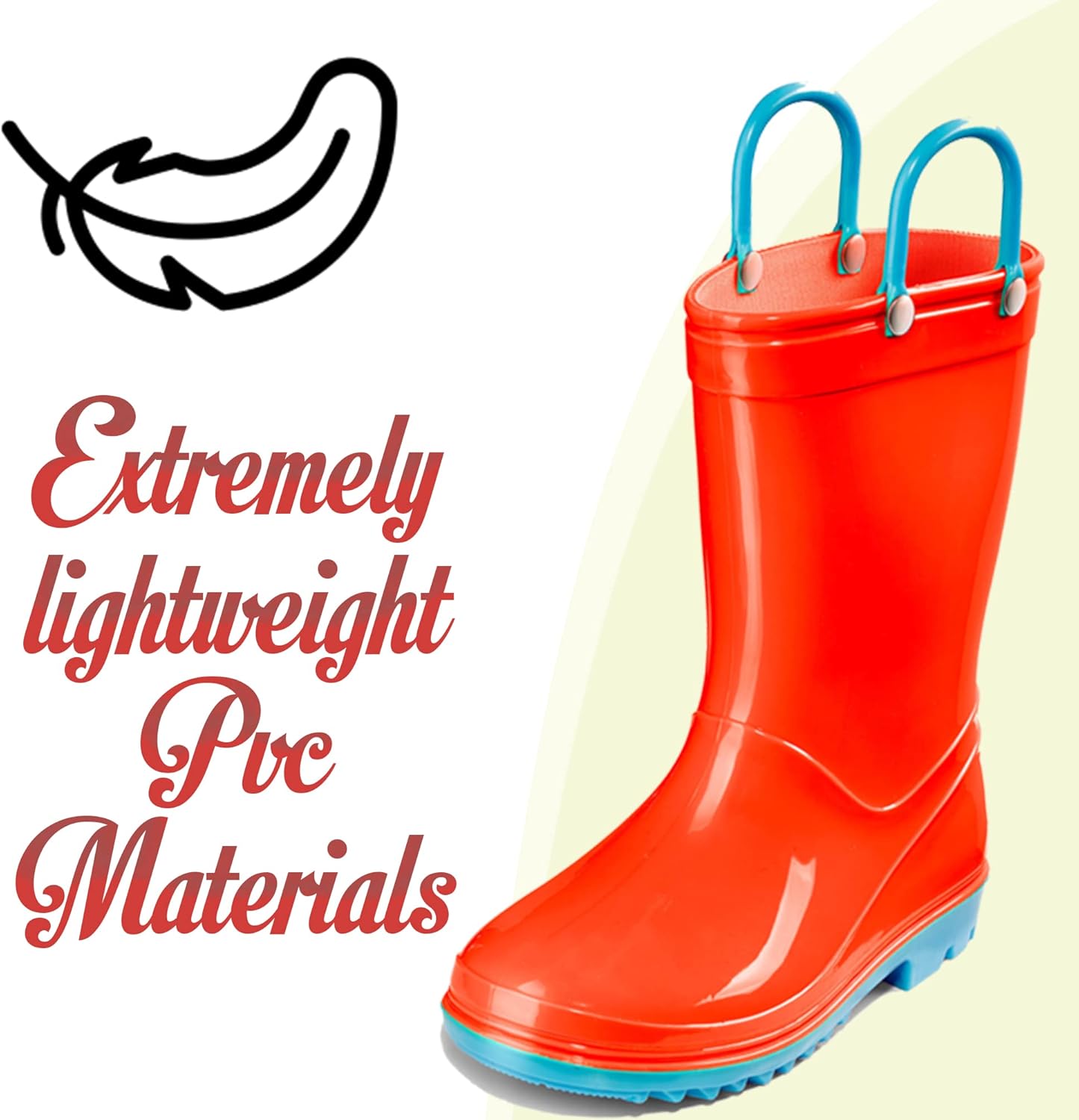 Puddle Play Solid Colors PVC Rainboots - Lightweight, Waterproof, Easy on Handles, Toddler and Little Kid Boys and Girls