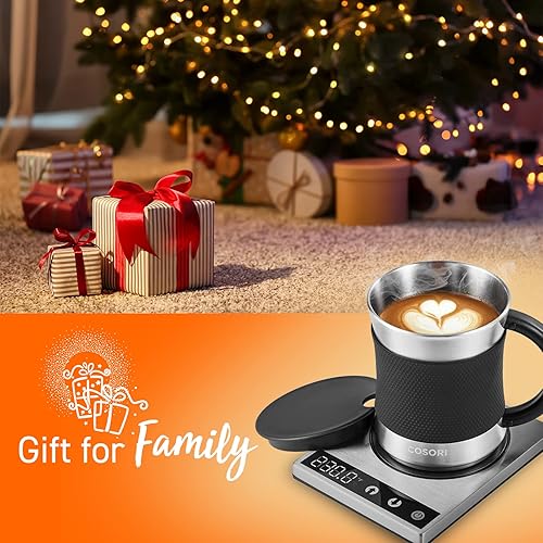 Vista 8 de COSORI Calentador de Taza de Café y Juego de Tazas para Escritorio, Calentador de Tazas, Regalos para Oficina y Navidad, Control de Temperatura