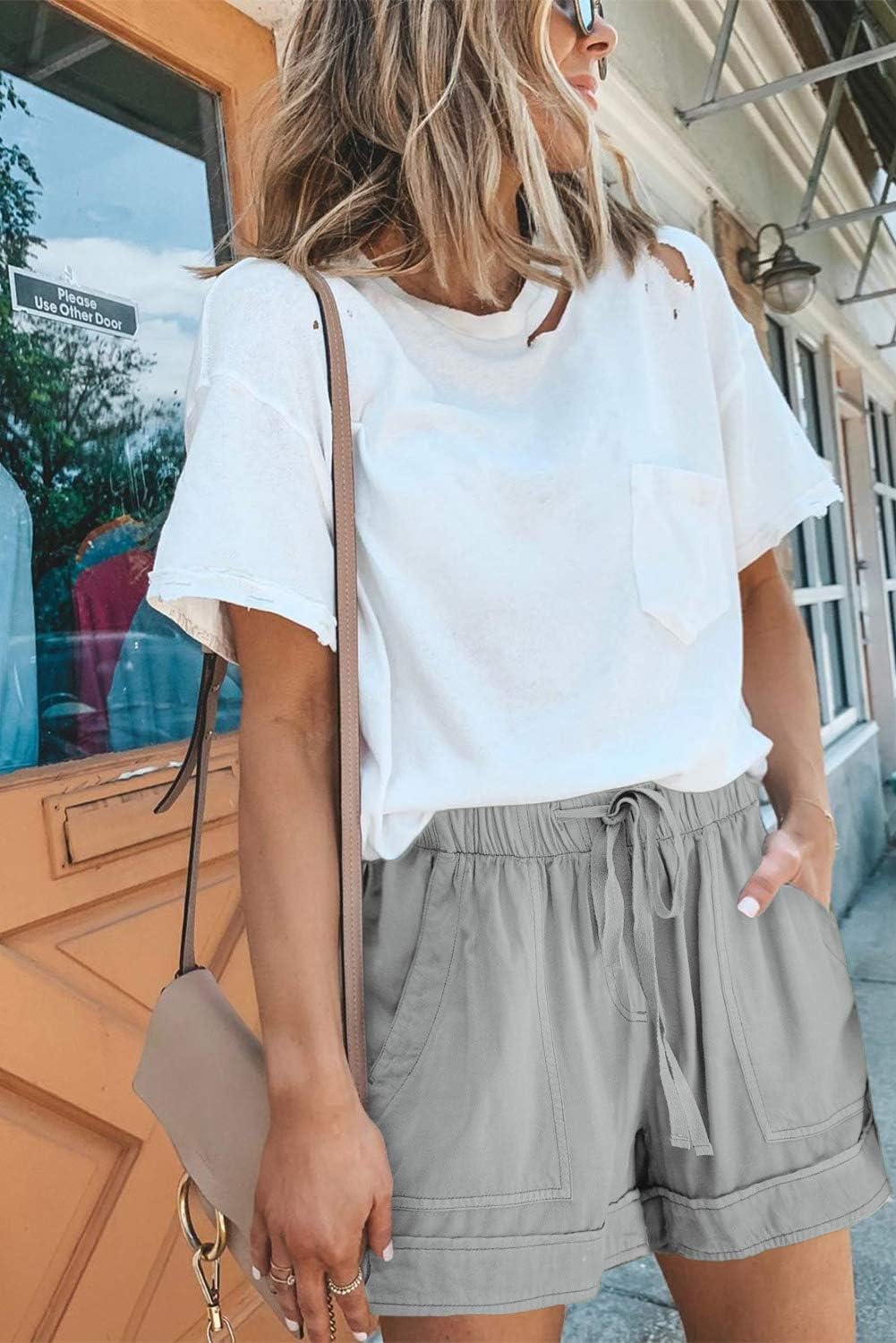 KISSMODA Womens Summer Shorts Leopard/Camo/Solid/Floral Print Elastic Waist Pocketed Casual Pants - Image 3