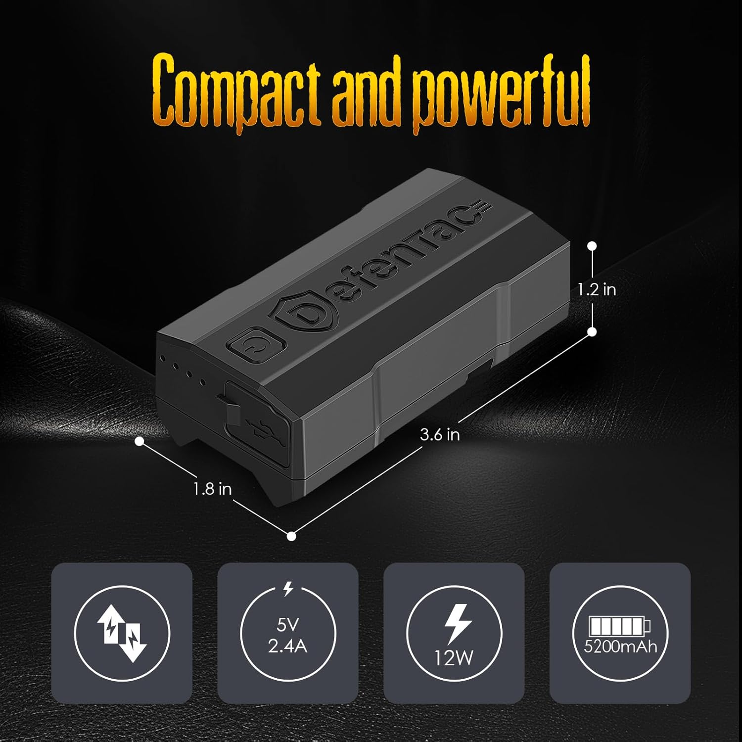 DEFENTAC 5200mAh Power Bank Compatible with Mlok/Picatinny Rail/Smart Phones