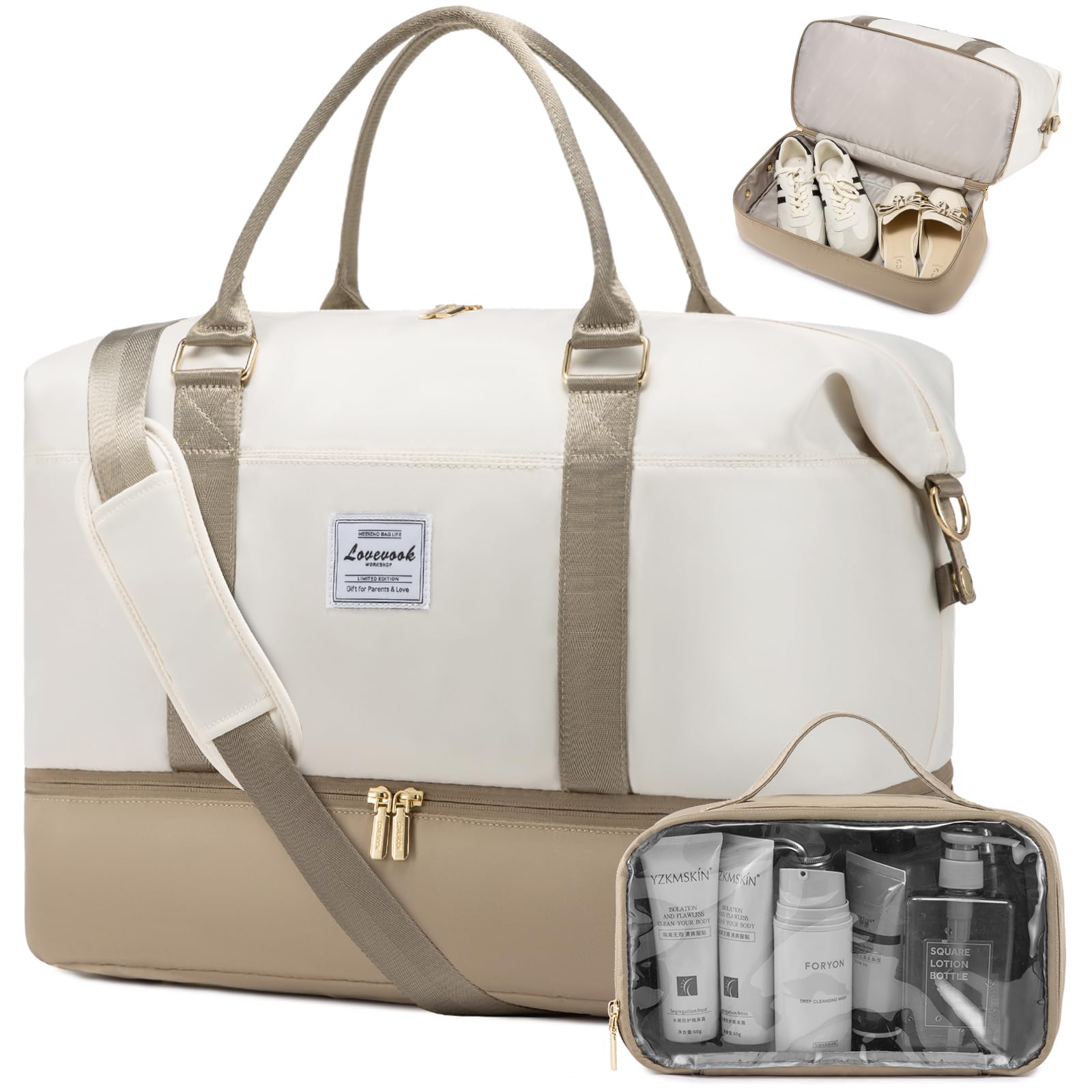 LOVEVOOK Travel Bag Weekender Bags for Women Carry on Overnight with Shoe Compartment Duffle with Laptop Pocket Hospital