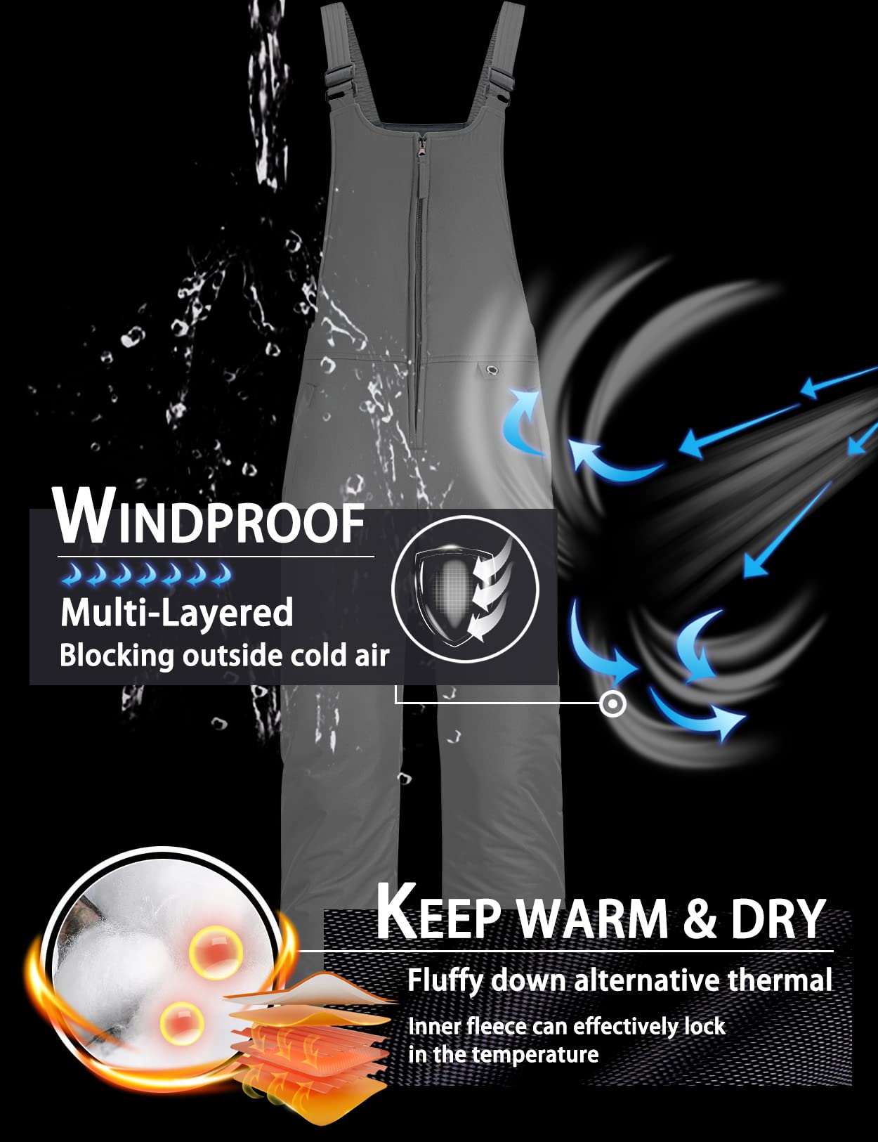 GEMYSE Donna Pantaloni da Sci Invernali Impermeabili Neve complessivi Tuta Snowboard con Bretelle Regolabili