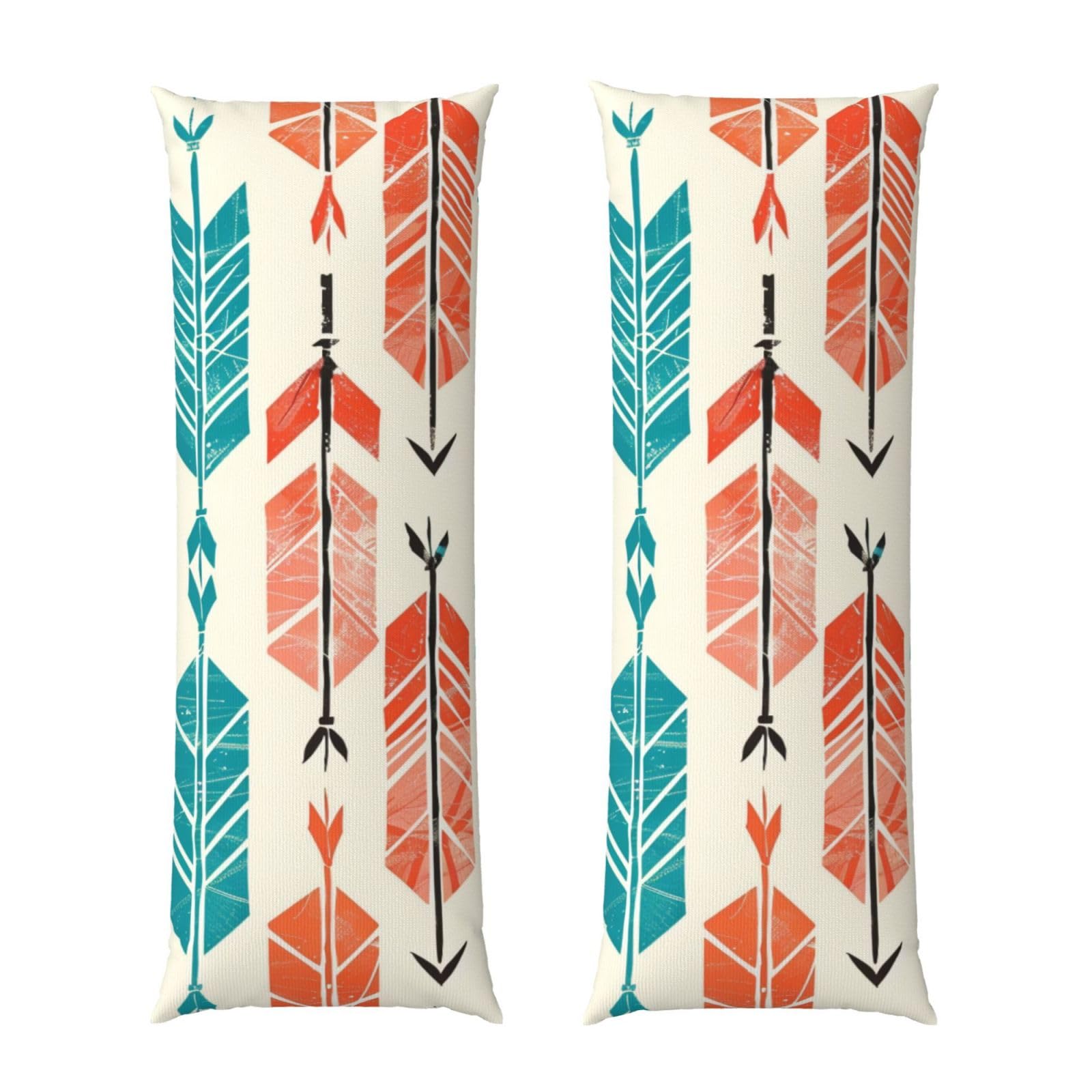 Body Pillow Cover 20x54 Inch, Coral and Teal Arrows Print Long Lumbar Pillow Case with Zipper Long Body Pillowcase Decorative for Bed Sofa Bedroom