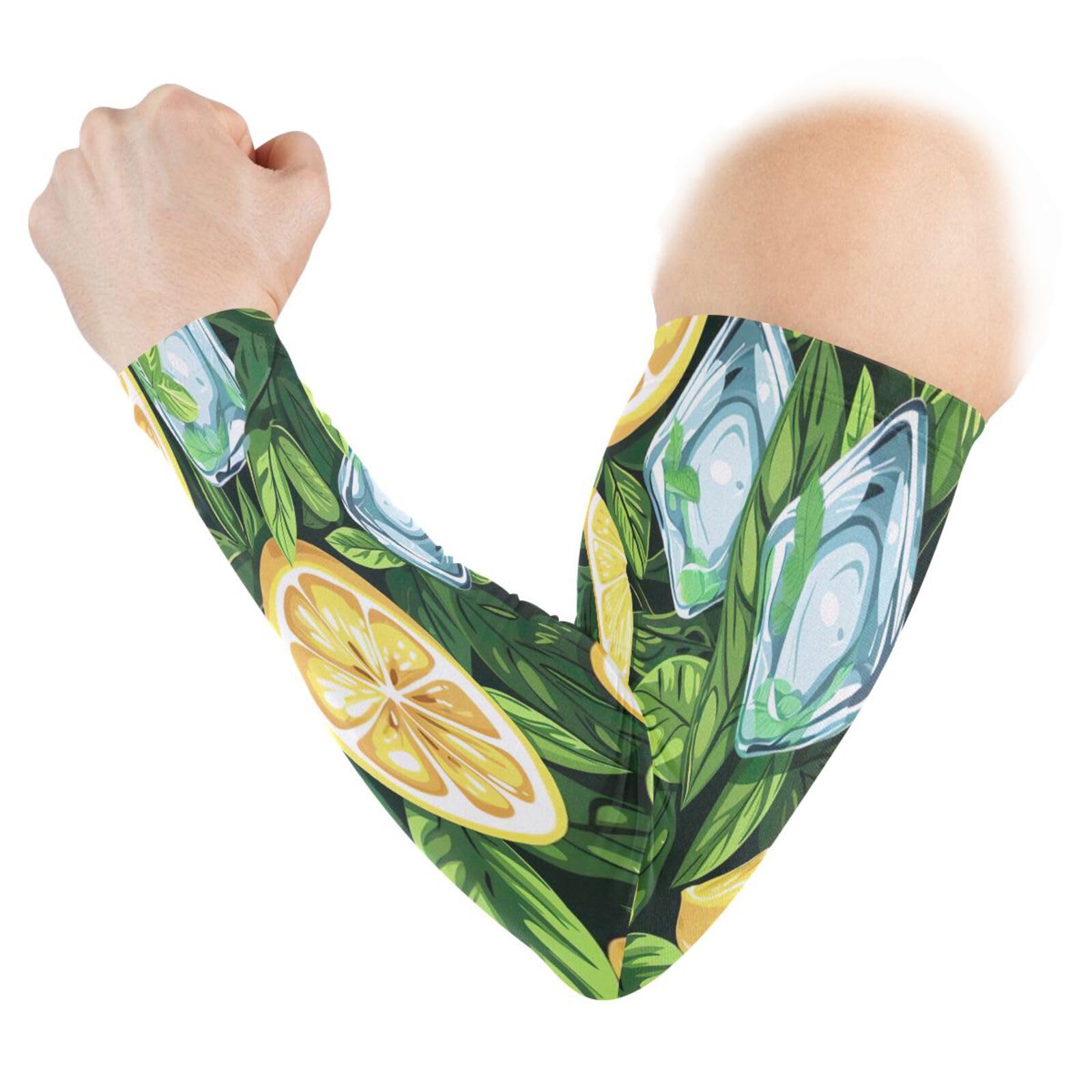 YEGAME Arm Sleeves for Men & Women, Lemon 1 Pair Cooling UV Sun Protection Sports Compression Sleeves, UPF 50+ Basketball Tennis Cycling Arm Warmers, Breathable Tattoo Cover Sleeve