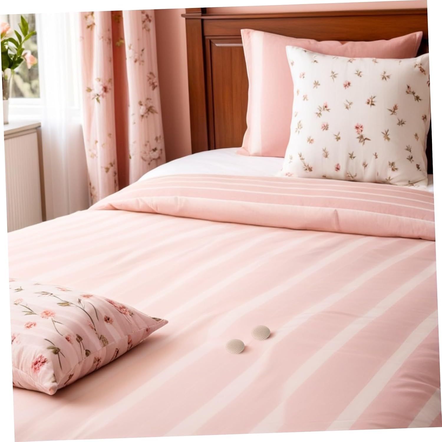 30pcs Reusable Spiral Bed Skirt Pins for Bed Ruffle and Sofa Slipcover, Non-Slip Secure Grip Fabric and Stainless Steel Upholstery Twist Pins in Beige for Home Bedding Accessories