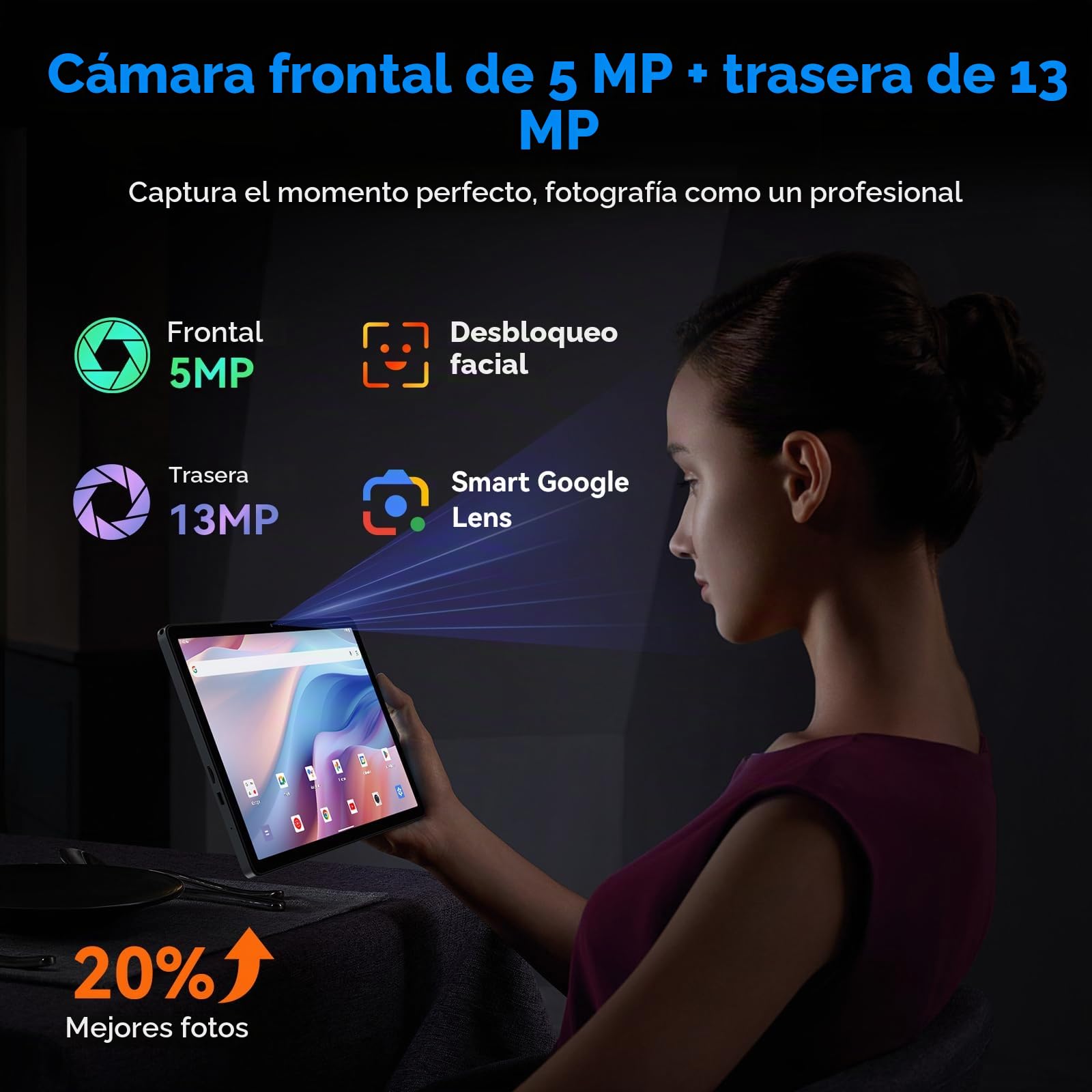 TABWEE T90 Tablet 11 Pulgadas Android 16 - Gemini Ai, 8000mAh, 24GB RAM+128GB ROM/2TB TF, Octa-Core T615, 2GHz Tableta, Widevine L1/5G WiFi/5MP+13MP/ Facial ID/GPS/BT5.0/ Tablet con Teclado y Ratón | Unisoc T615, 8000mAh, 13MP+5MP, Gemini AI, Widevine L1,