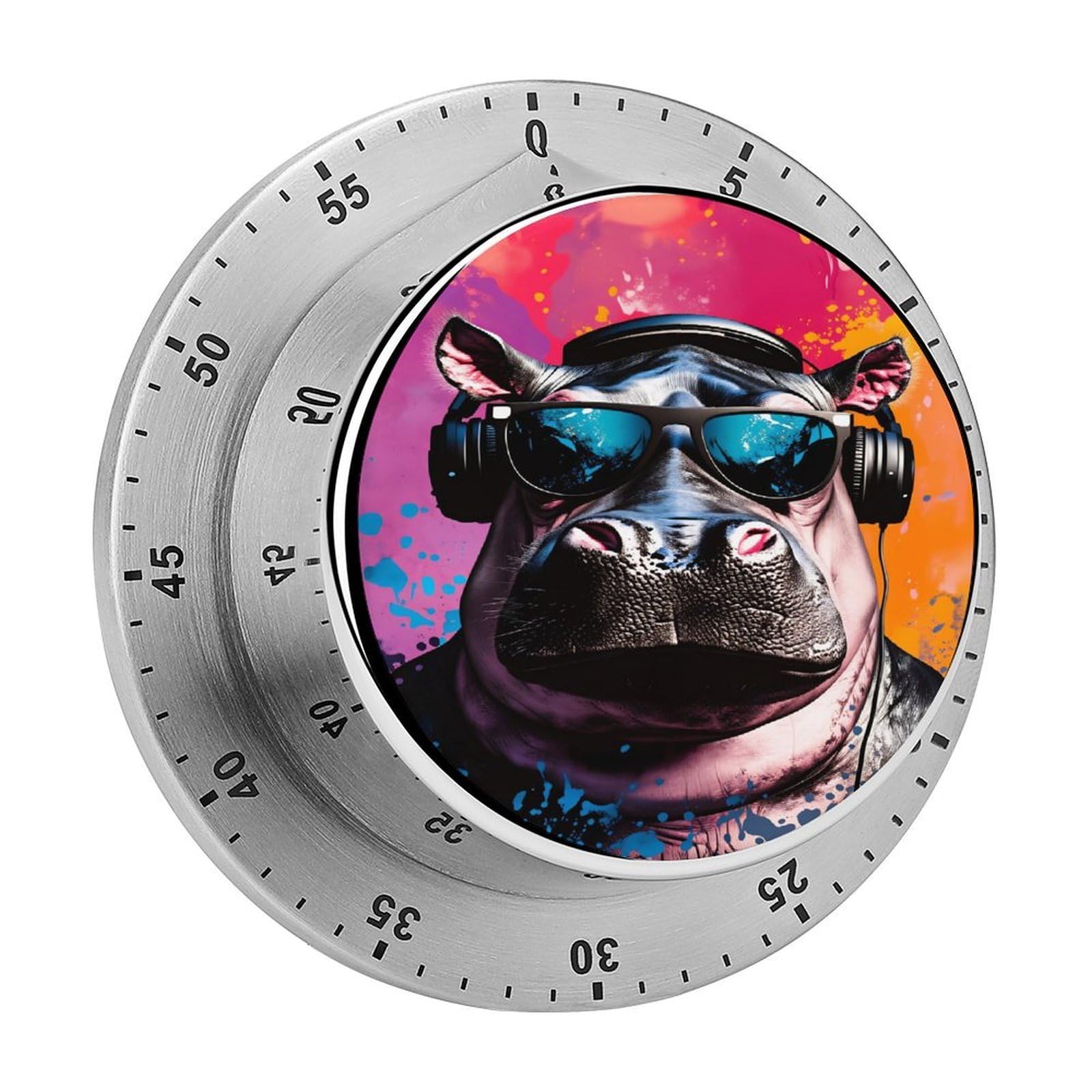 Funny Hippo 60 Minute Wind Up Timer,Visual Mechanical Magnetic Timer with Loud Alarm for Kitchen