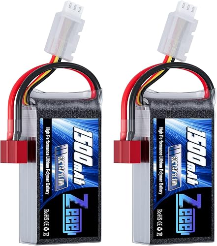 2S Lipo Batterie 1500mAh 7,4V 60C avec connecteur T(2 Paque Zeee