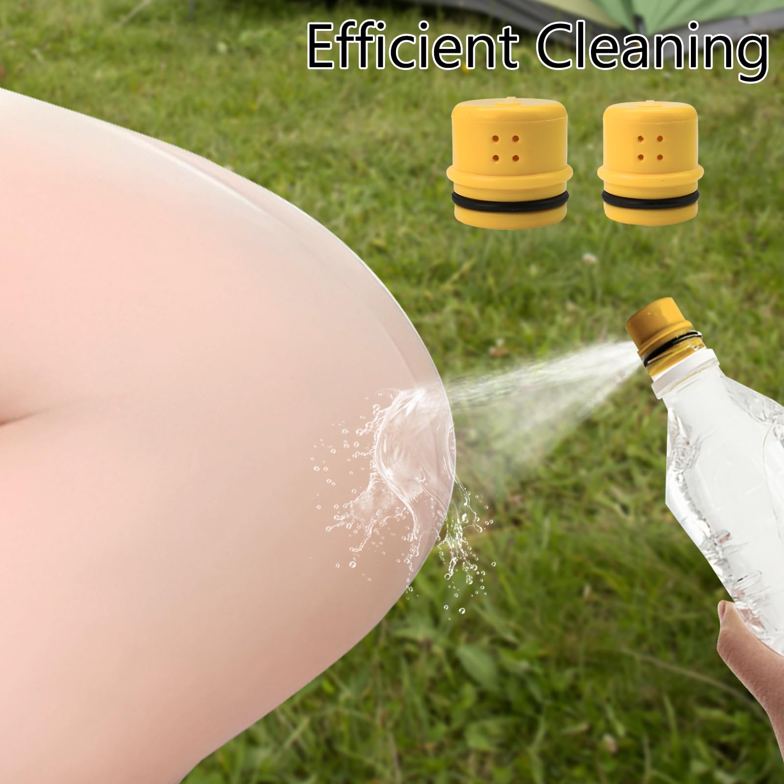 2 Pack Portable Bidet for Travel Camping Hiking Backpacking Reusable Water-Saving Bidet Nozzle with 4 Holes Spraying Compact — view 3