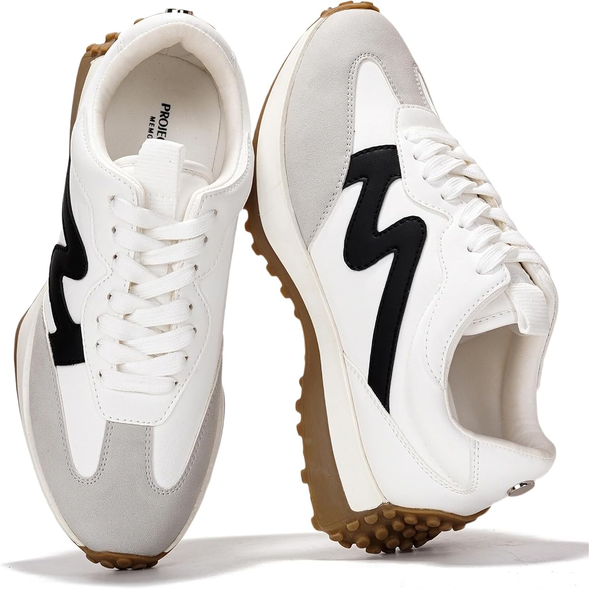 Zapatillas de deporte ligeras con cordones y moda Project Cloud para mujer (Lecco) | plantilla de espuma viscoelástica para mayor comodidad; Zapatos casuales antideslizantes para mujer; Zapatos ligeros con cordones para mujer