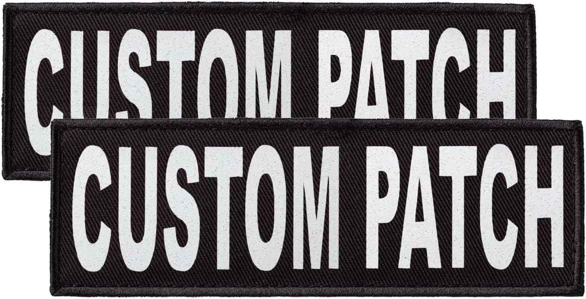 Dogline Custom Patch with Glitter Letters for Dog Vest Harness or Collar Customizable Bling Text Personalized Patches with Hook Backing Name Agility Service Dog ESA 2 Patches Z White Text