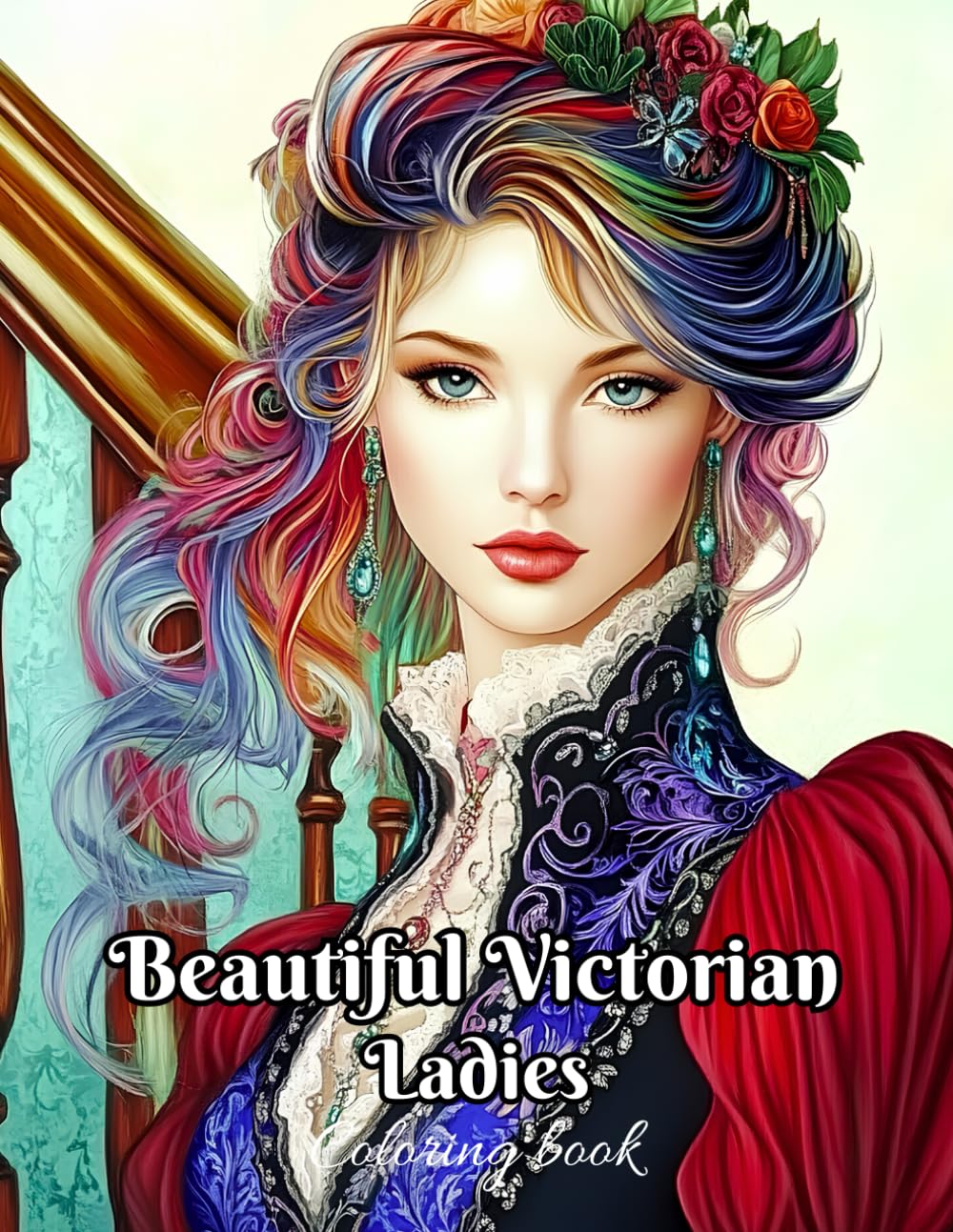 Beautiful Victorian Ladies Coloring Book: 50 Greyscale Coloring Pages of Beauties in Stunning Dresses | Victorian Fashion | Relaxation and Stress Relief for Adults