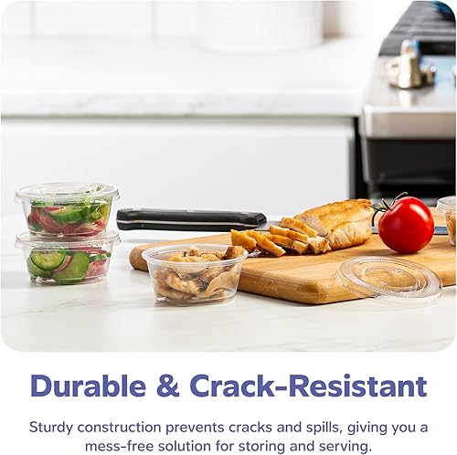 Miniatura 22 de Recipientes de plástico descartables con tapa para separar porciones o hacer souffle, Translúcido