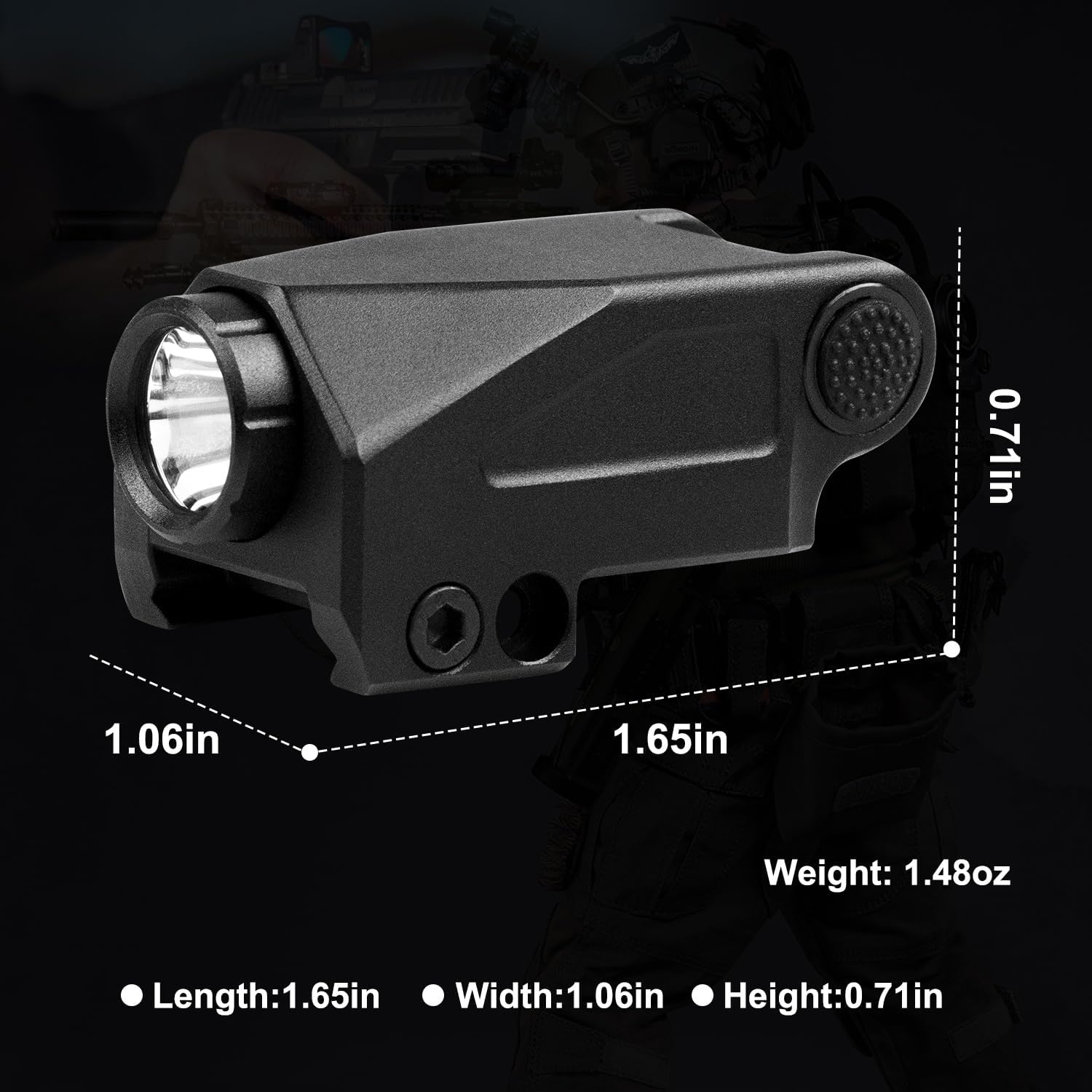 G10 500 Lumens Green Pistol Light,Picatinny Rail Mounted USB-TypeC Rechargeable Weapon Light, Aluminum Tactical Flashlight for Gun with Strobe Function Fits Full Size & Compact Guns w/R