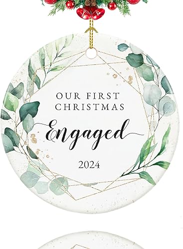 Adorno de compromiso de primera Navidad 2023, regalos de compromiso para parejas, regalo de recién comprometido, adorno de Navidad de compromiso de