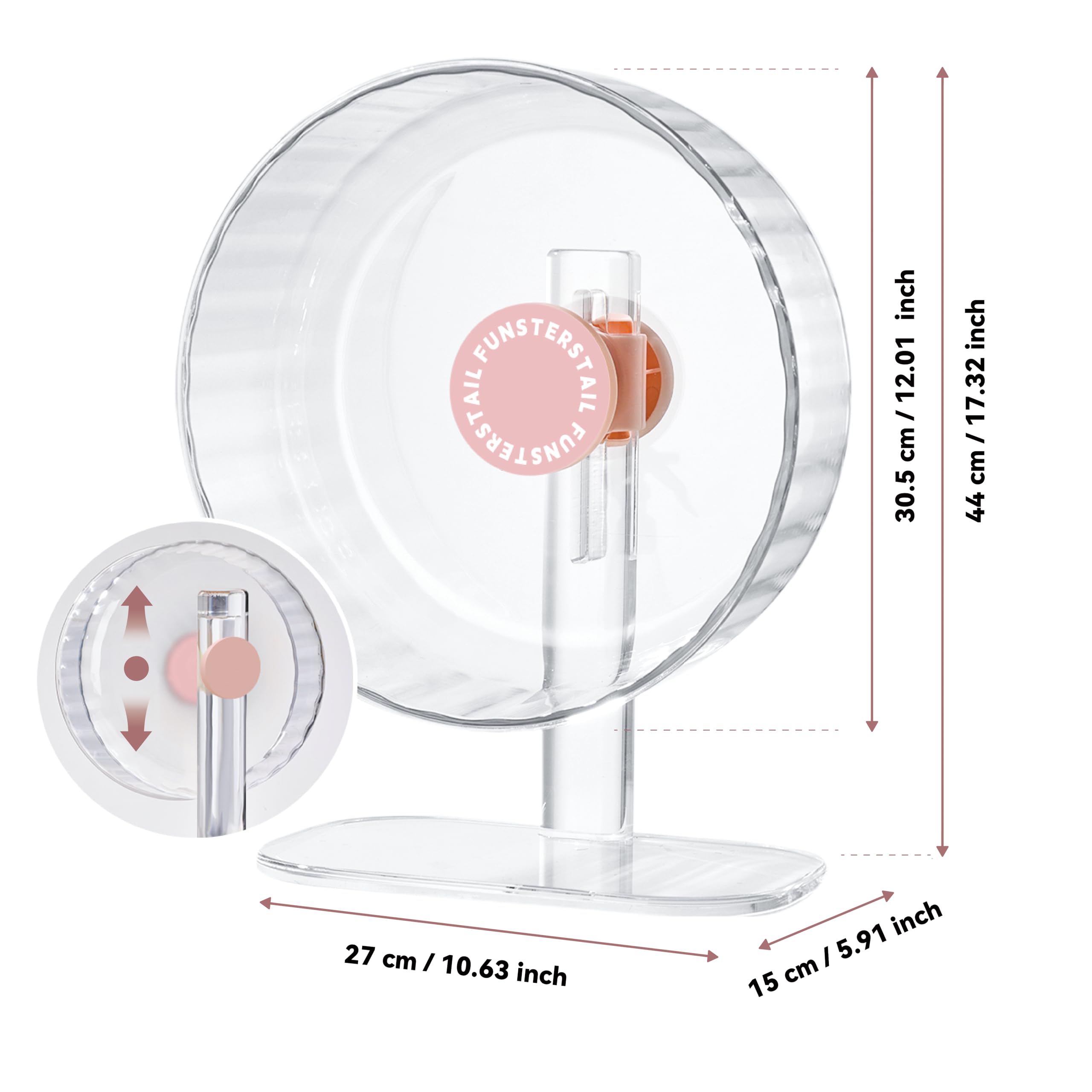 Hamsterrad, 30 cm, Magnetisches Laufrad für Kleintiere, Leise, Pfirsichrosa