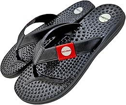 DiCLOWiN Ortho Acupressure Slippers for Pain Relief | Boosts Blood Circulation | Anti Slip, Lightweight,Flat Casual & Stylish | Black | 1 Pair