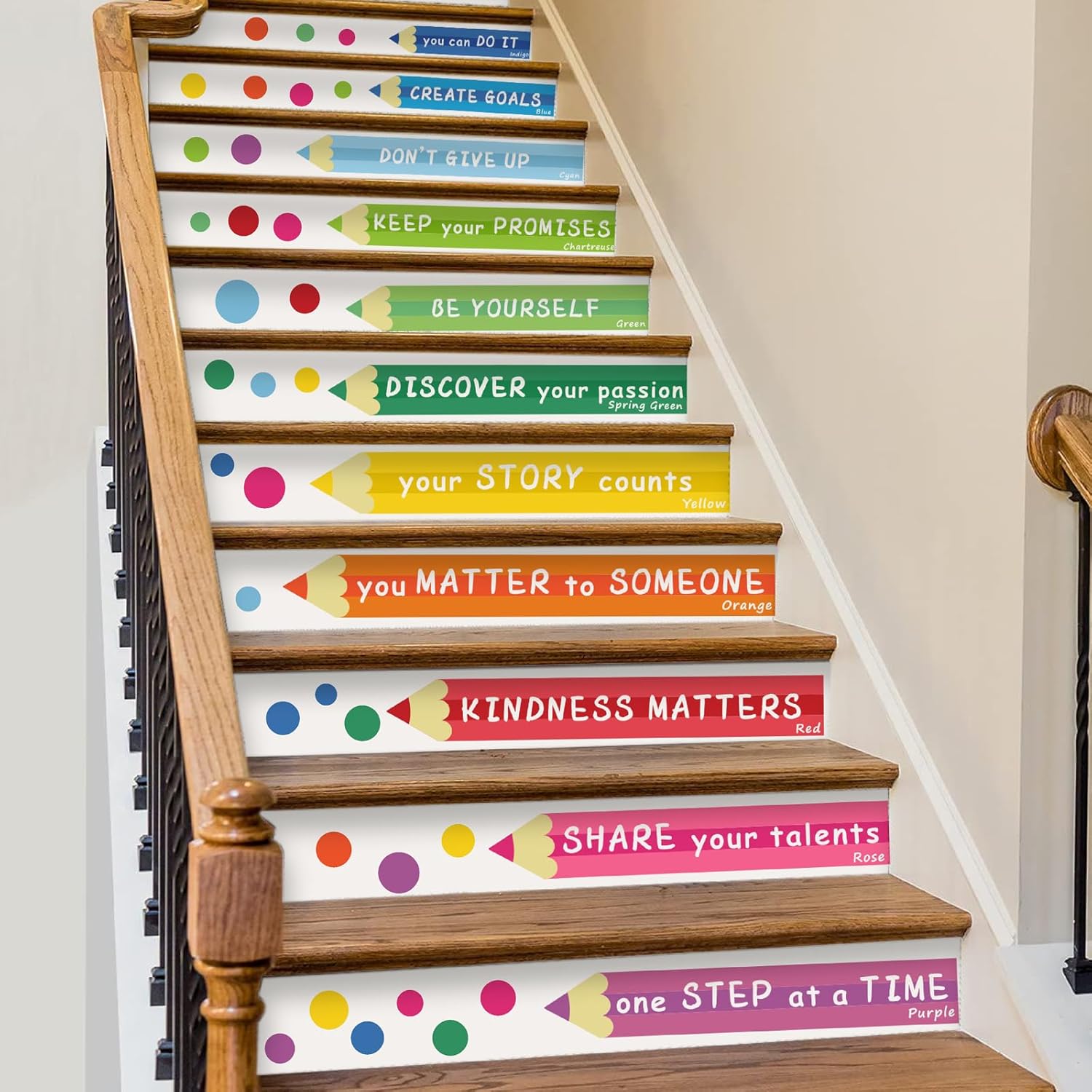 Colorful Inspirational Wall Decal Kids Wall Decals Color Walls Decals Motivational Quotes Walls Sticker You Can Do It Vinyl Sticker Polka Dots Decal Peel and Stick for Nursery Classroom Playroom Decor