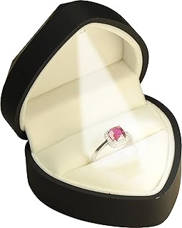 LED Heart Shaped Ring Box for Wedding, Proposal, Engagement, Valentine' Day, Christmas...Luxury LED Ring Jewelry Gift Case Box with Light for Women Men(Black LED Ring Box(Heart Shaped))