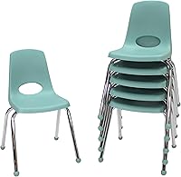 Vista 50 de Factory Direct Partners 10367-BL Silla escolar apilable de 16 pulgadas, asiento apilable para estudiantes con patas de acero cromado y rodamientos