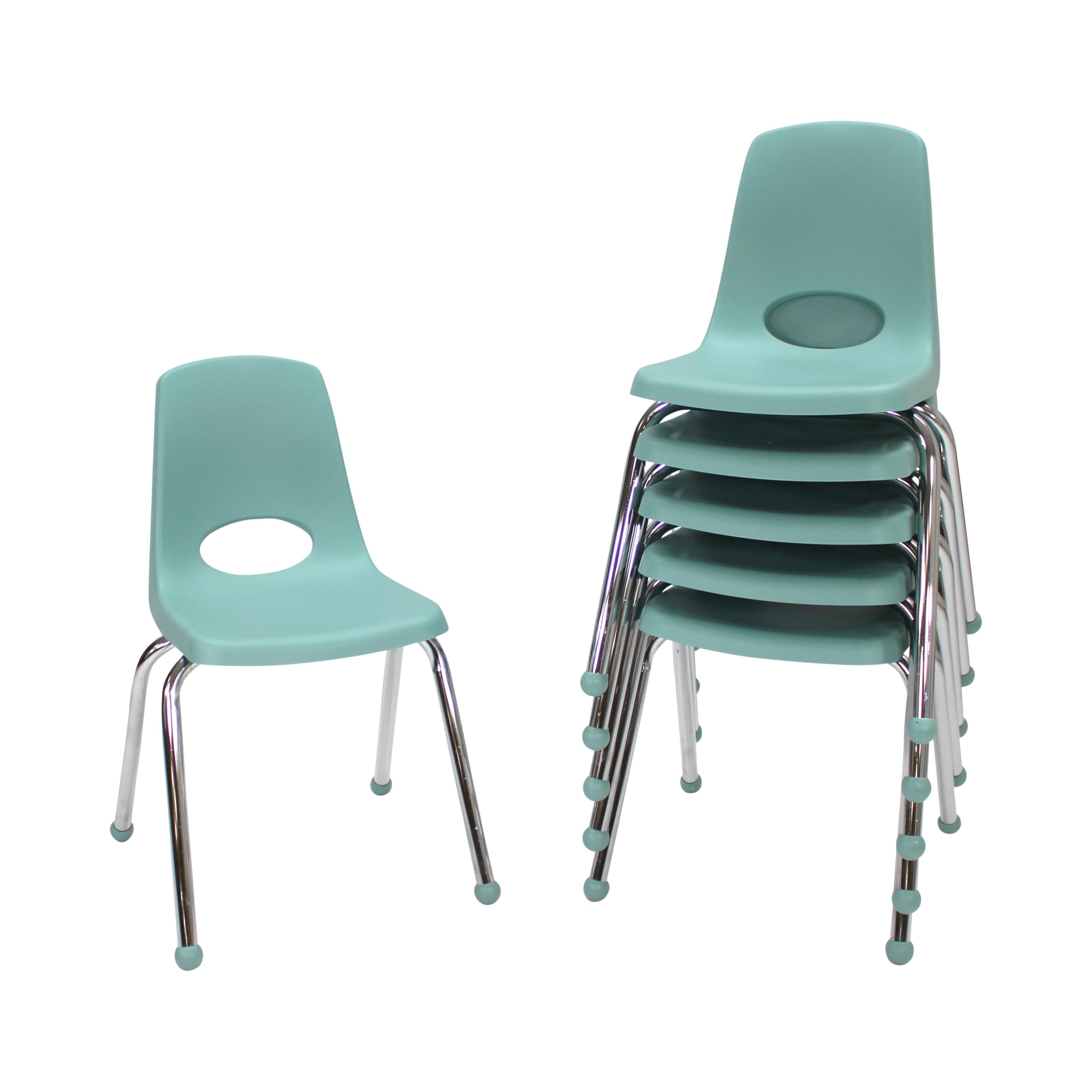 FDP 16" School Stack Chair with Ball Glides, Seafoam, 6-Pack, 10367-SF