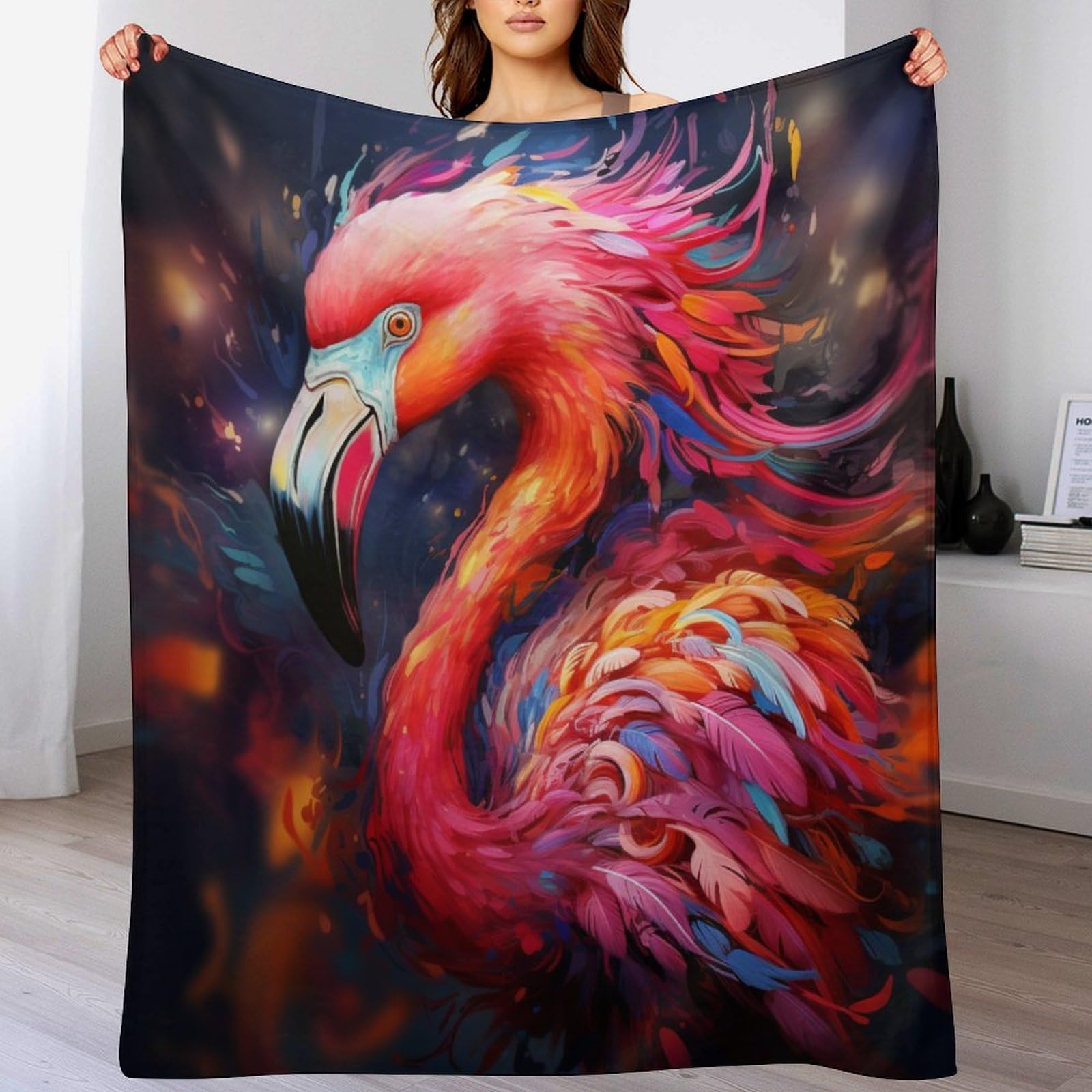 Ggjjtt Flamingo Soft Fleece Throw Plush Blanket Soft Flannel Material – Home Decor Bed, Couch, Sofa Travel Nap Throws Blanket 100×130Cm