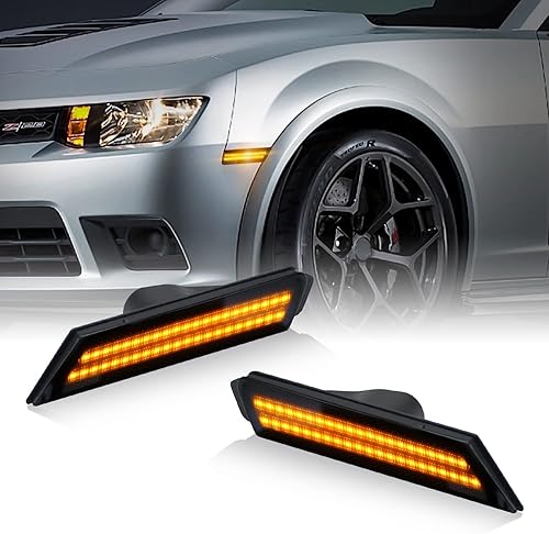 D-Lumina Chevy Camaro - Luces de marcador laterales ahumadas para Camaro 2010 2011 2012 2013 2014 2015, ámbar delantero marcador de luz tintada disponible en Yaxa El Salvador
