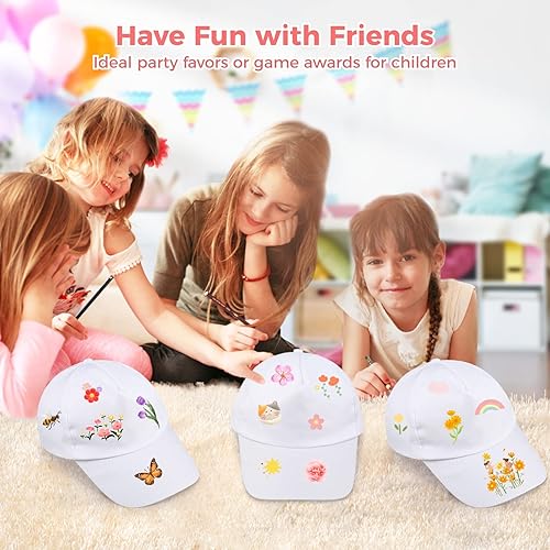 Miniatura 7 de B bangcool DIY Kids Baseball Caps Sombreros - Blanco DIY Pintura Creativa Poliéster Sun Hat Sports Cap para niños