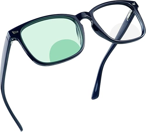 Miniatura 1 de Lentes de lectura bifocales con lentes transparentes, bisagra de resorte para mujeres y hombres (+0.00+1.00 aumento)