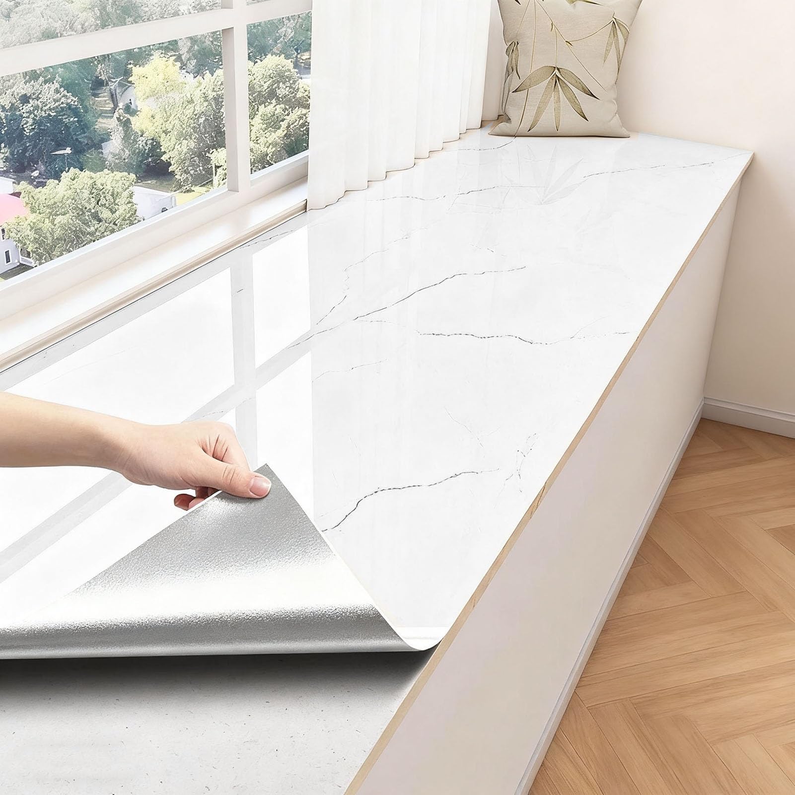 Tapis de fenêtre papier peint autocollant imperméable et lavable pour protéger la baie vitrée