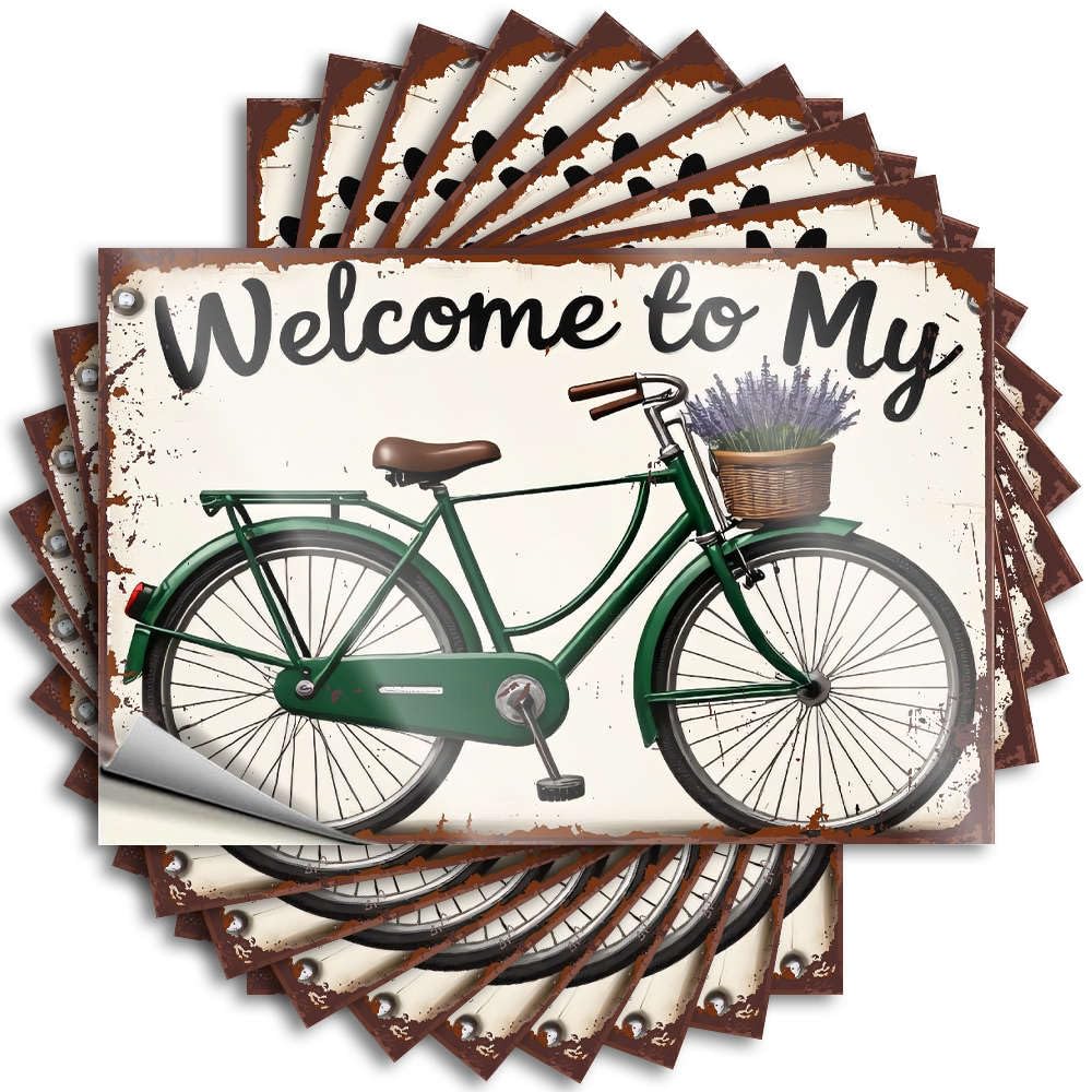Patio Decorations Outdoor Bottle Quote | Welcome to My Green Bicycle Haven Autumn Durable Vinyl Sticker Easy Apply for Hunting(12X18CM)