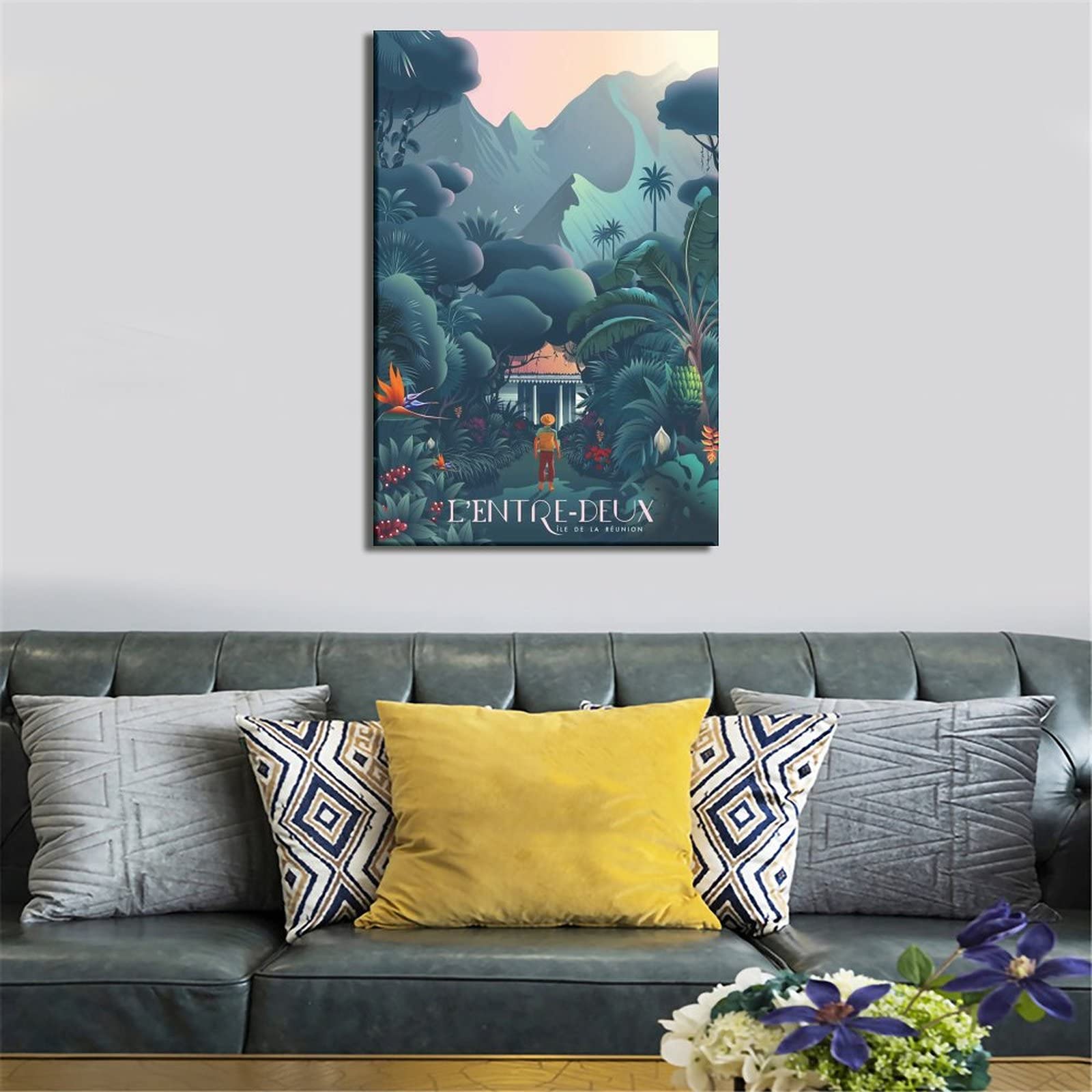 QSWSW Saint-Pierre Réunion Lagon Affiche De Voyage Vintage Sur Toile Art Poster Cadeau Décoration Murale Art Peinture Affiches Moderne Famille Déco