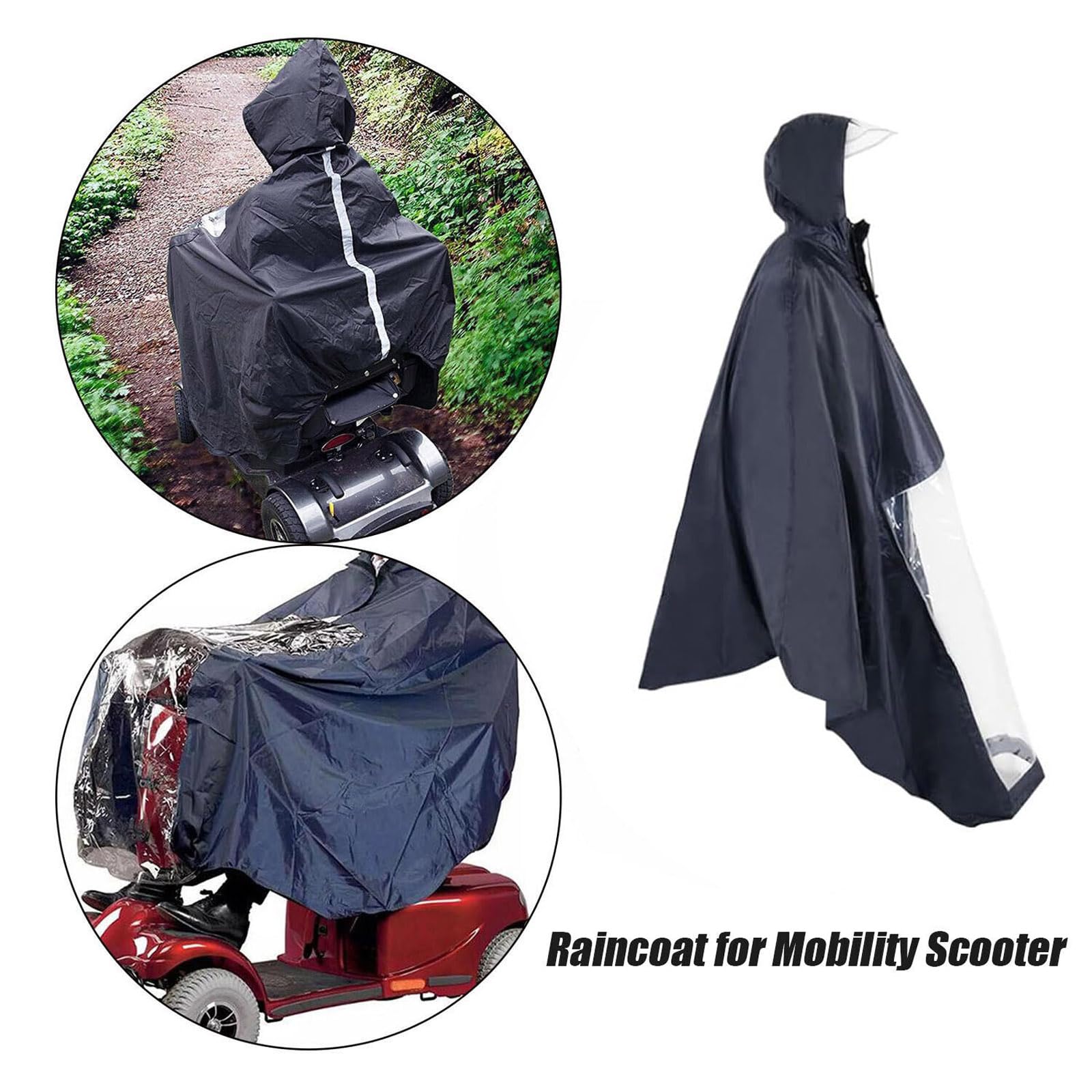 Poncho de Lluvia para Vehículos Eléctricos, Poncho de Lluvia Universal para Scooter de Movilidad y Silla de Ruedas Eléctrica,con Capucha y Panel Transparente