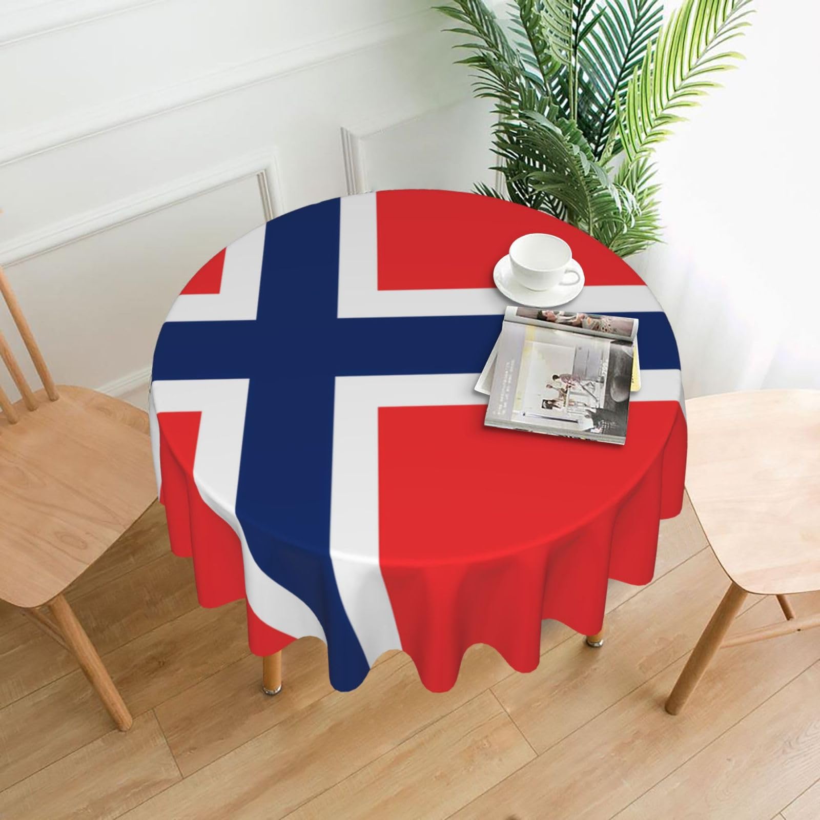HLBSDM Norwegian Flag Printed Practical Round Tablecloth, Durable, Suitable for Home, Restaurant, Hotel, Gathering, and Decorative Table Covers