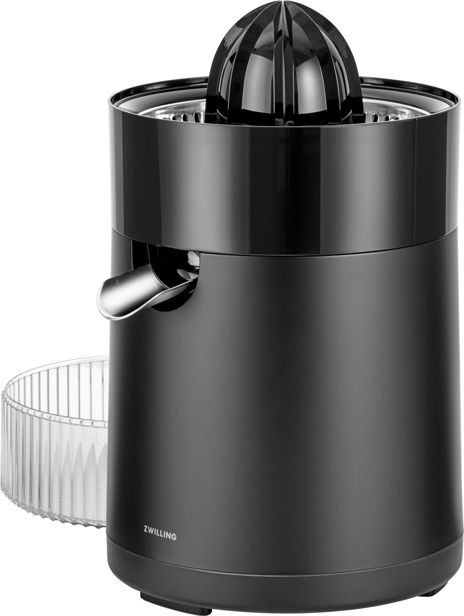 ZWILLING ENFINIGY Exprimidor eléctrico de alta eficiencia de jugo, 2 conos de prensado, colador de pulpa ajustable, 85 W, negro