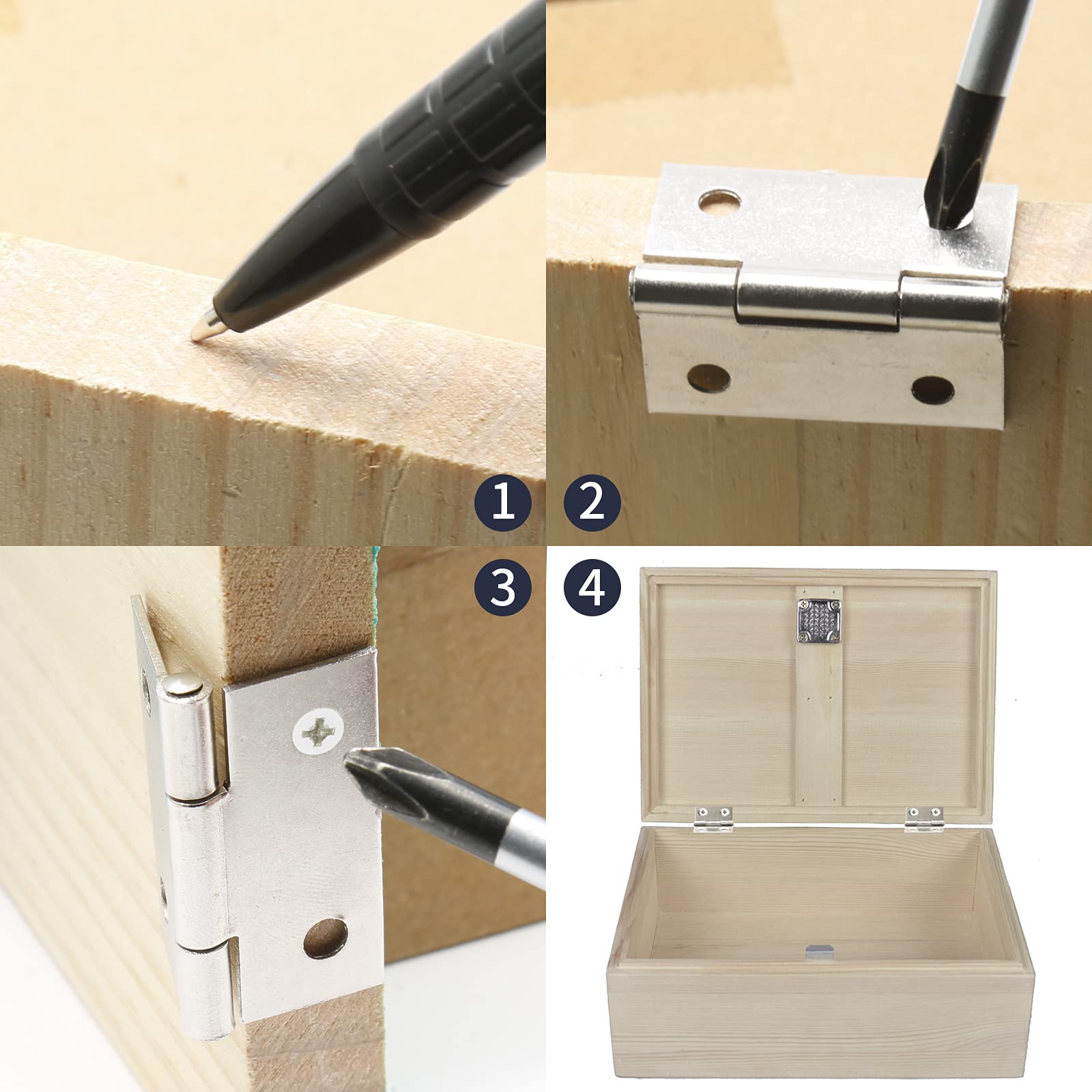 100 Pack Interior Door Hinges Brushed Nickel 3.5 Inch X 3 1/2" 5/8" Round Residential Bi-fold Bedroom Standard Hinge For Wood Single/Double Bedroom Doors Silver House Hardware Kit Controls 3 ½ - View #5