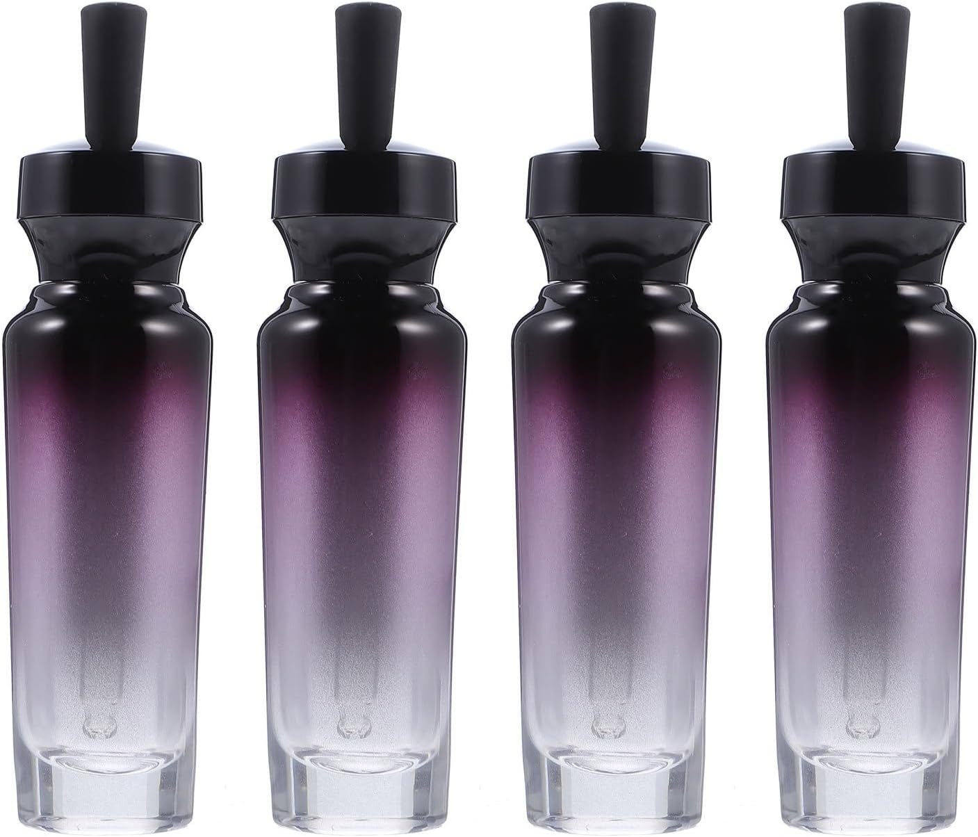 4pcs 50ml Glass Essential Oil Bottles Refillable Purple Liquid Storage Jars with Dropper Caps for Travel and Medicine Storage