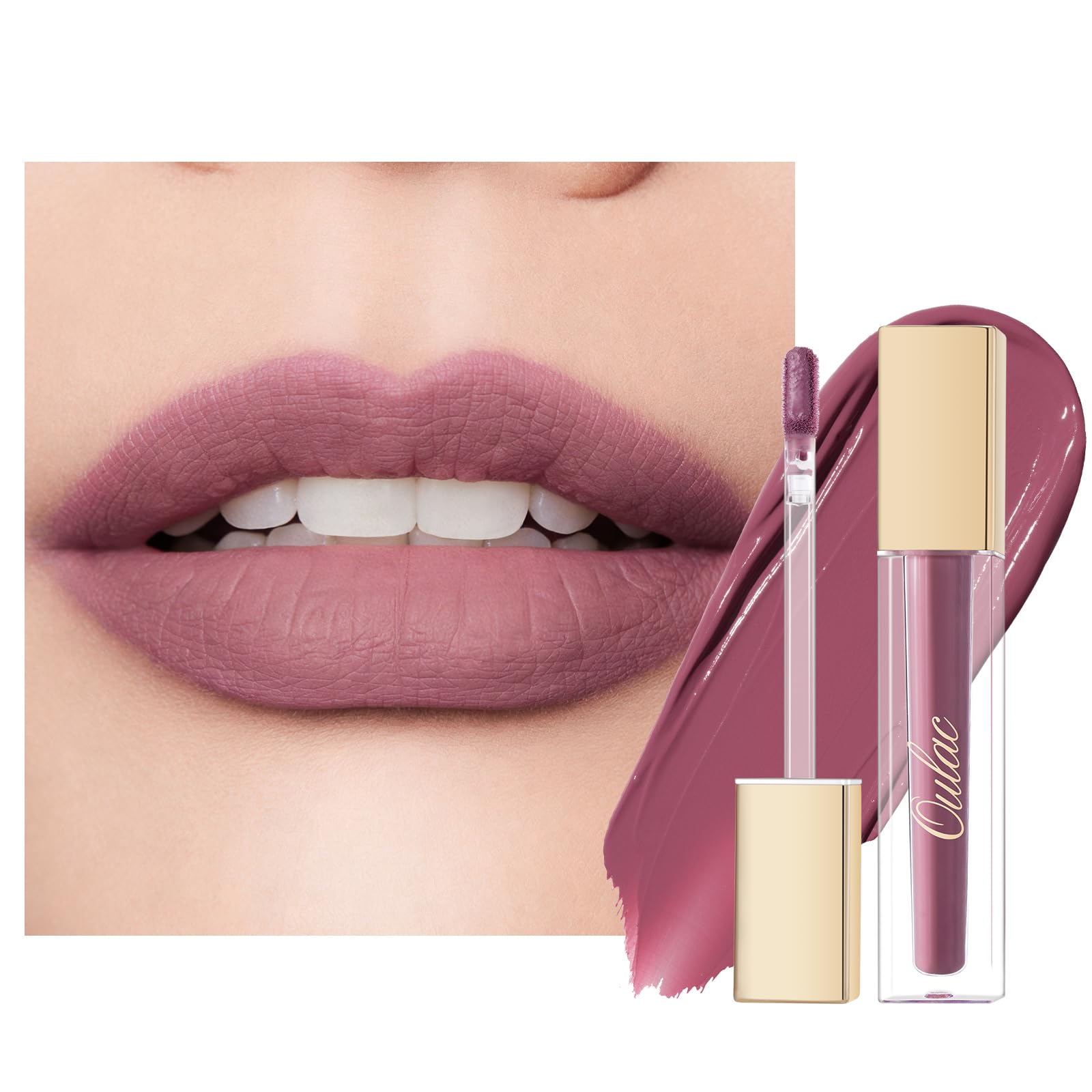 Oulac Matte Liquid Dark Red Lipstick for Women, Long Lasting Lip Stain, Waterproof Highly Pigmented Creamy Formula Lipstick with Vitamin E, Vegan, 4.5ml (M18) — view 107