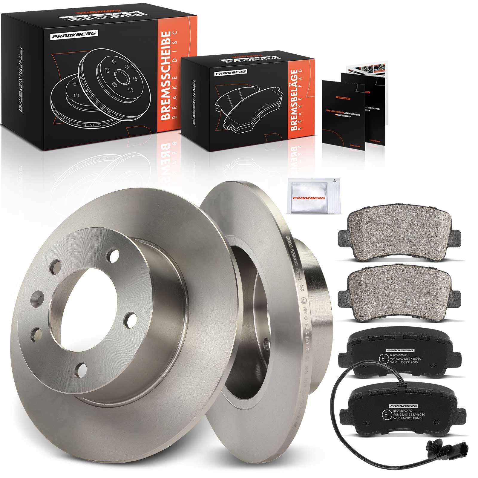 Frankberg Set freni incl. 2x Dischi Freno + 4x Pastiglie dei Freni Posteriore Compatibile con Master III Bus JV Movano B Bus X62 NV400 Bus X62 X62B Master III Replace# 4420066