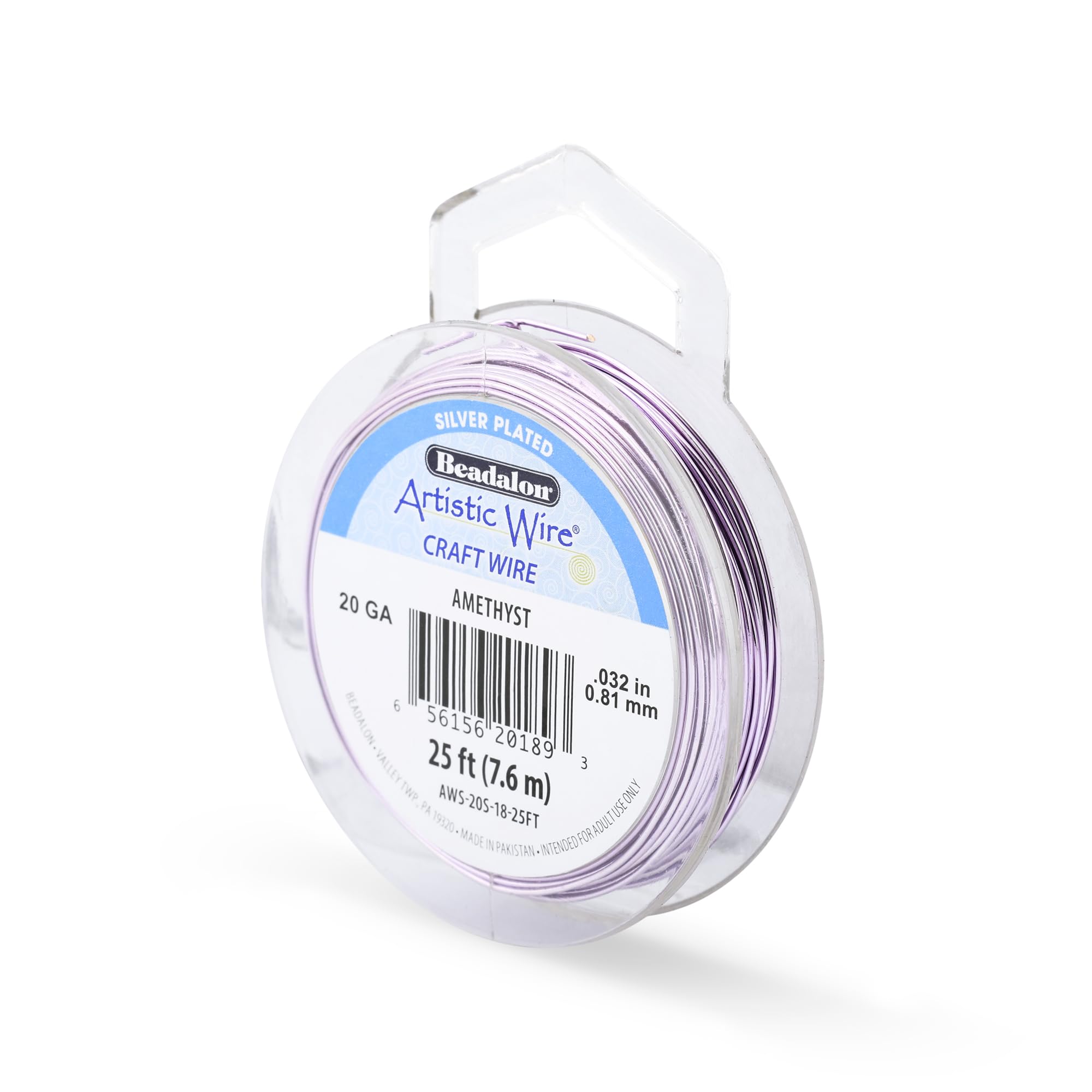 Beadalon 25 ft Artistic 20-Gauge Silver Plated Coil Wire, Amethyst