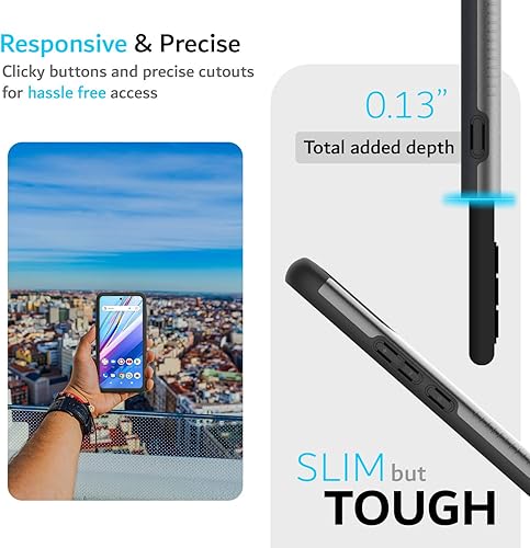 Miniatura 4 de TUDIA DualShield - Funda protectora para BLU G91 Pro, a prueba de golpes, de grado militar, resistente, de doble capa, dura, delgada y dura (negro