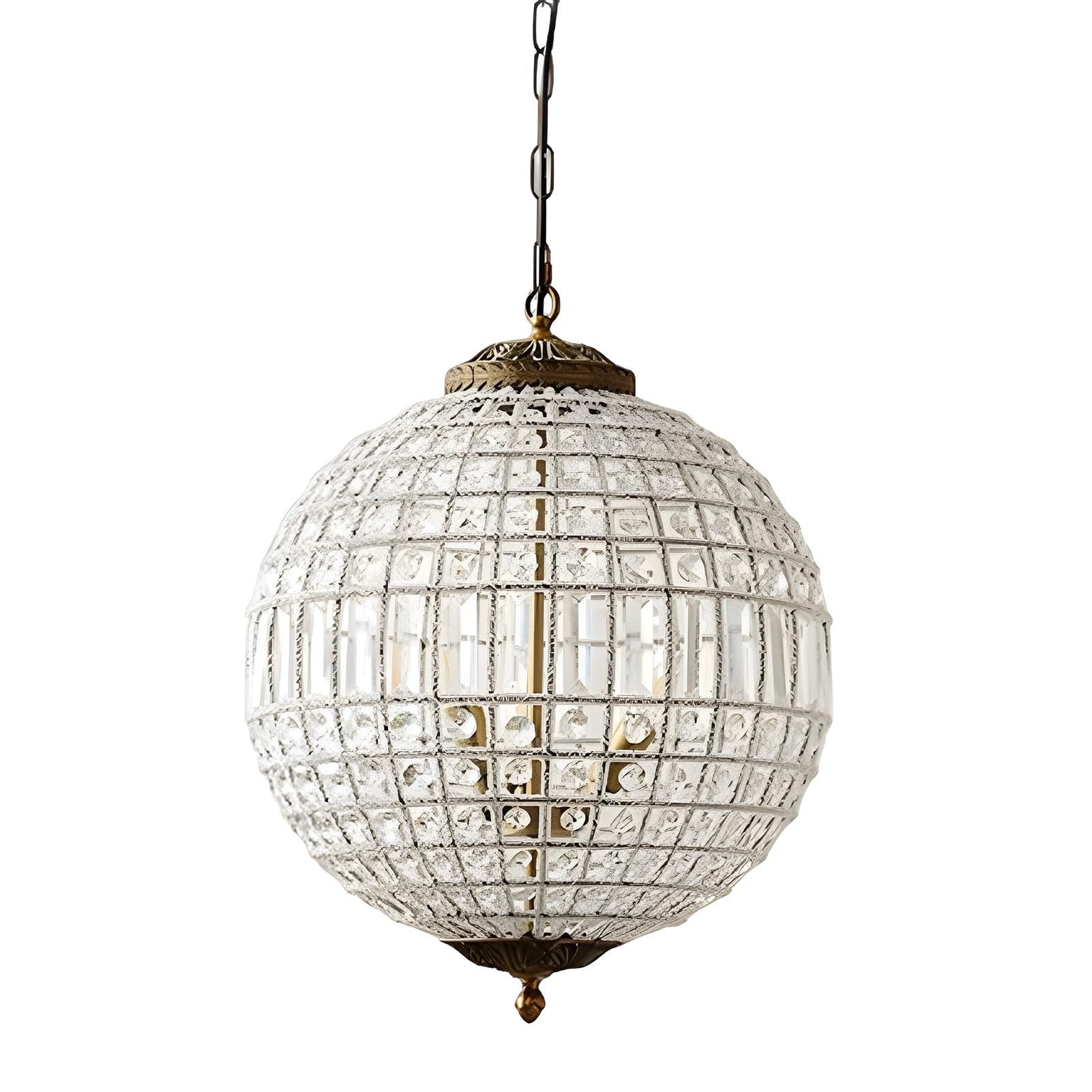 Lustre globe en cristal bronze antique pour ilot de cuisine et salon cosy